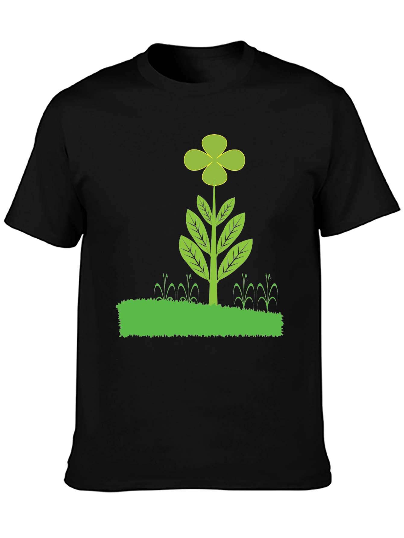 Black Clover Plant Graphic T-Shirt - Black Cotton Blend view 3