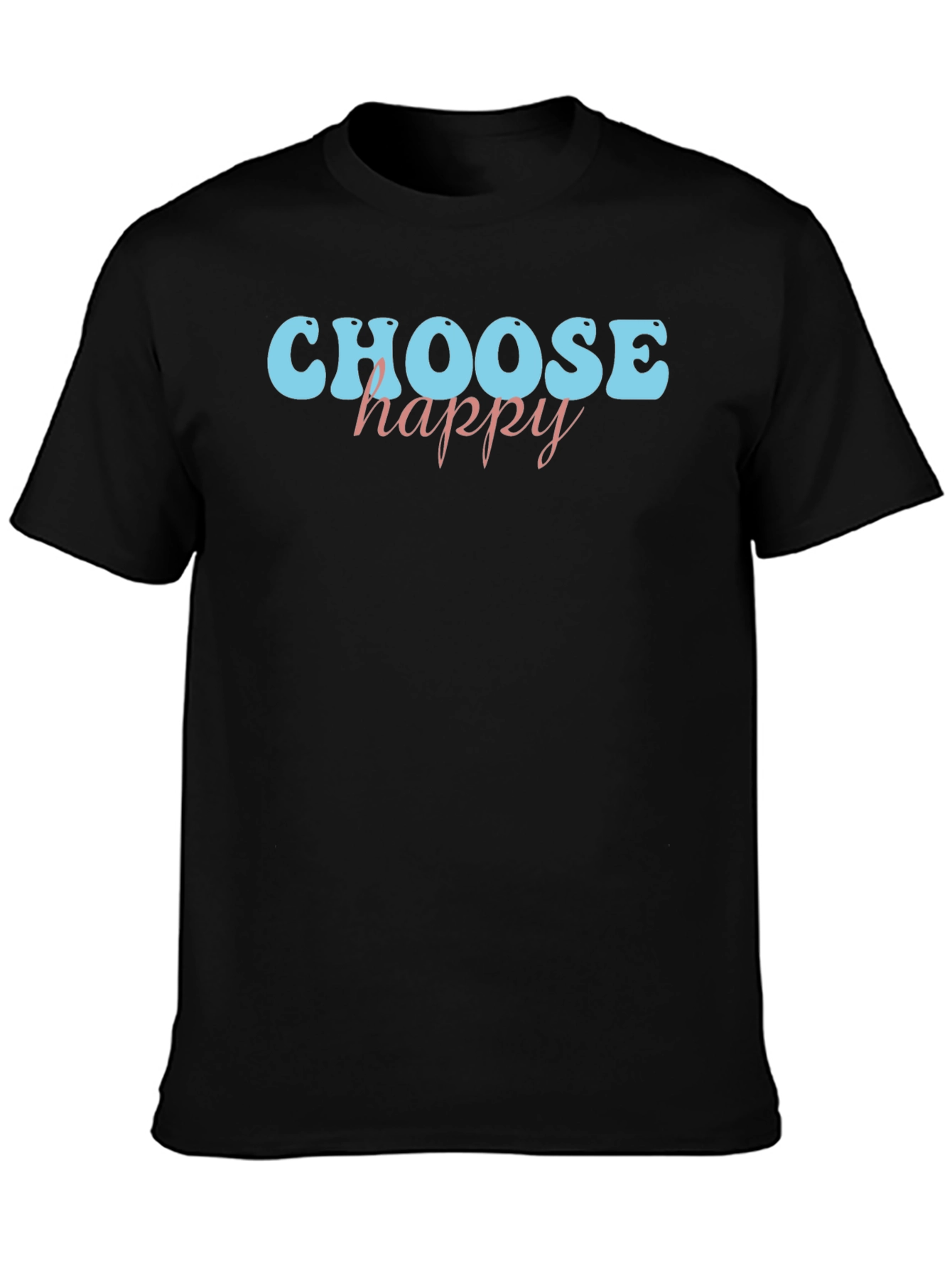 Black Choose Happy Graphic Tee - Black Cotton Casual Shirt view 3