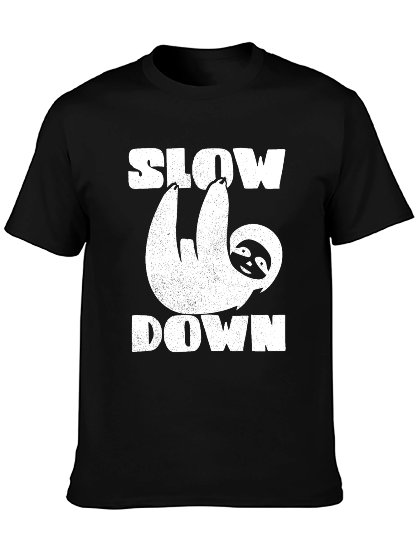 Black Slow Down Sloth Graphic T-Shirt view 3