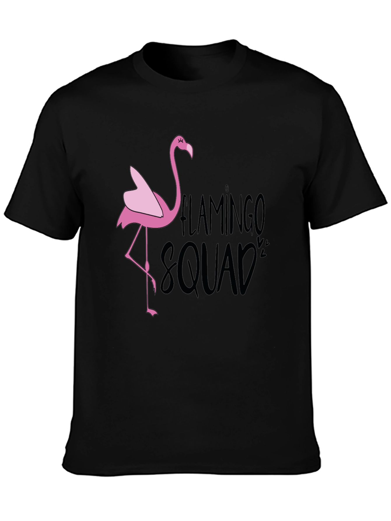 Flamingo Squad Graphic T-Shirt - Black Casual Tee - 3