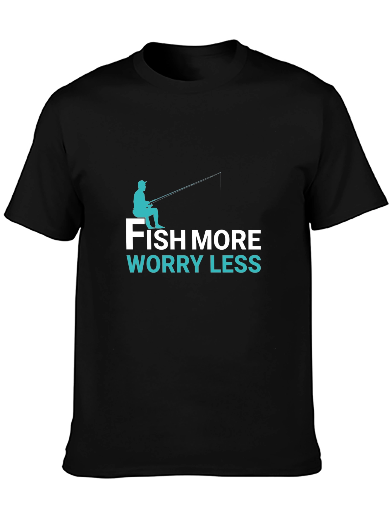 Black Fish More Worry Less T-Shirt - Angler Tee view 3