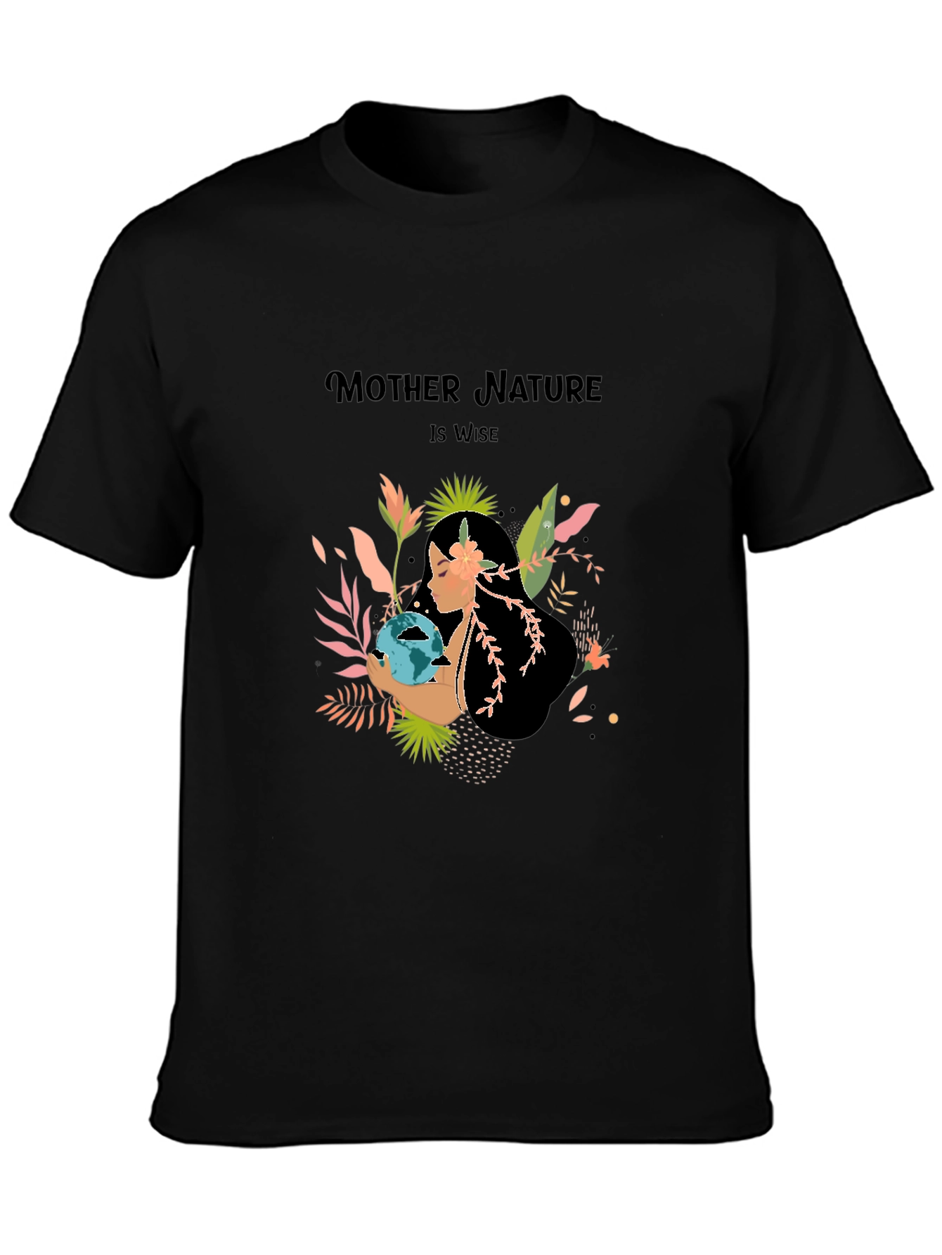 Black Mother Nature T-Shirt - Earth Day Apparel view 3