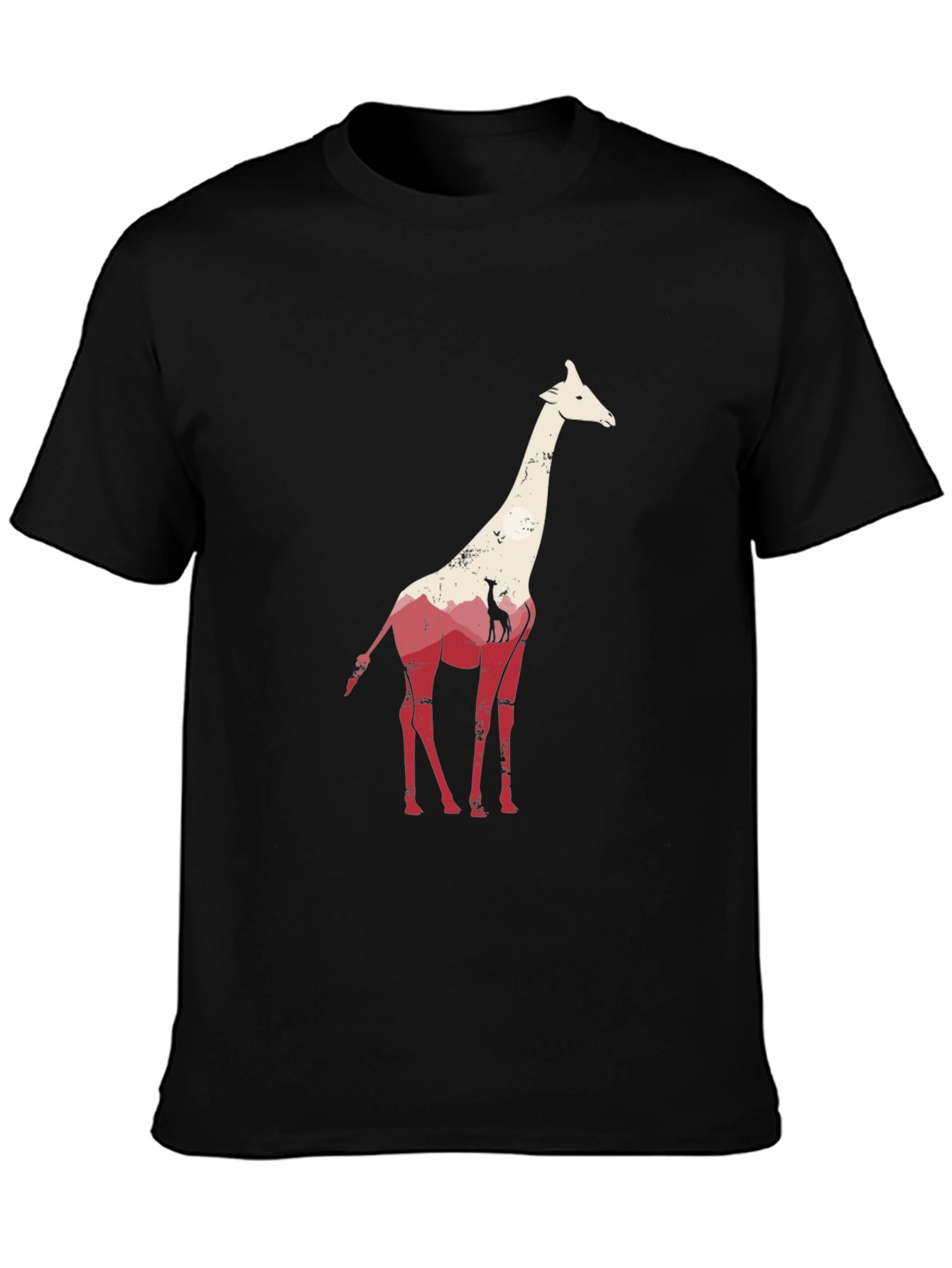 Black Giraffe Graphic Tee - Unique Animal Silhouette T-Shirt view 3