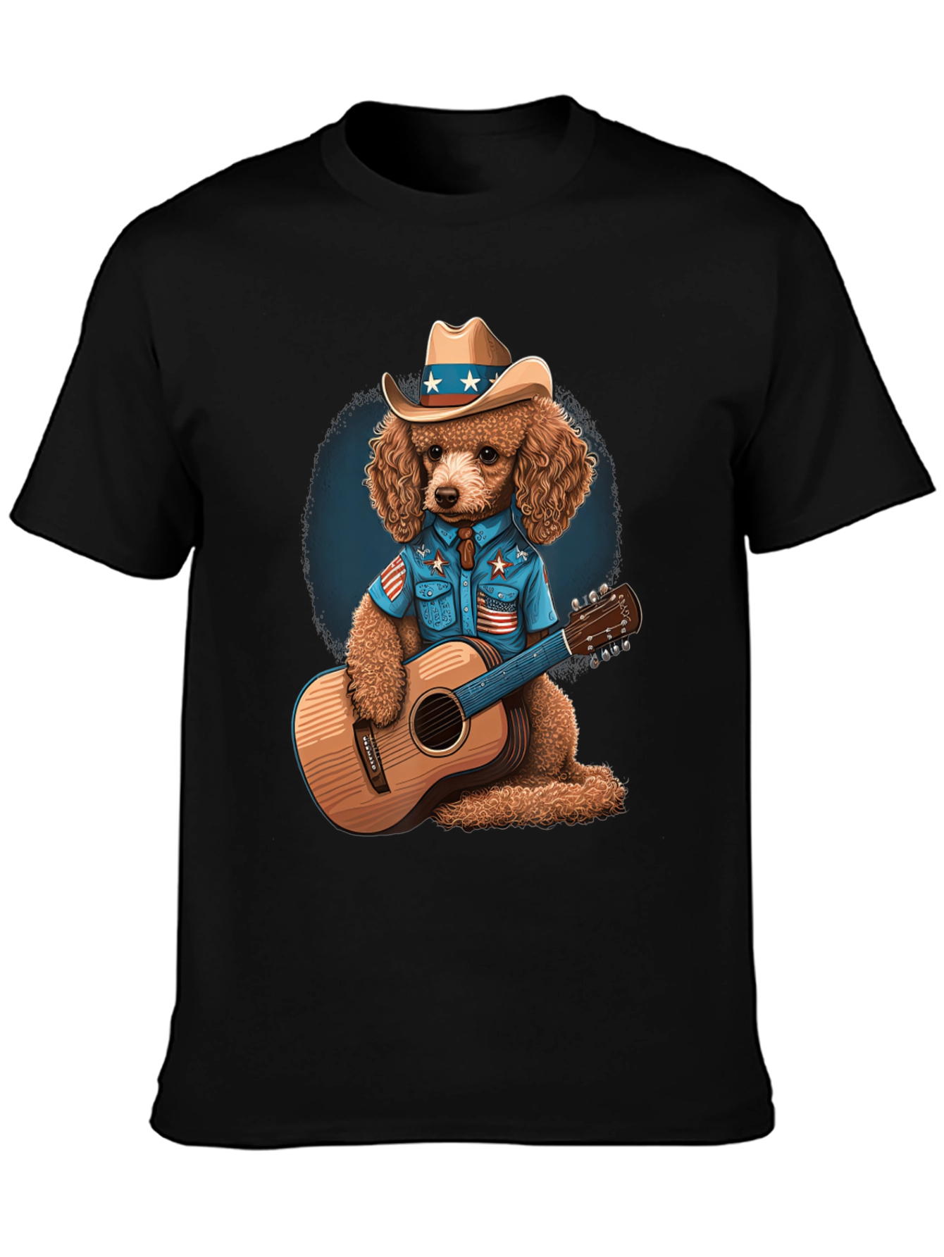 Black Dog Playing Guitar Patriotic T-Shirt view 3