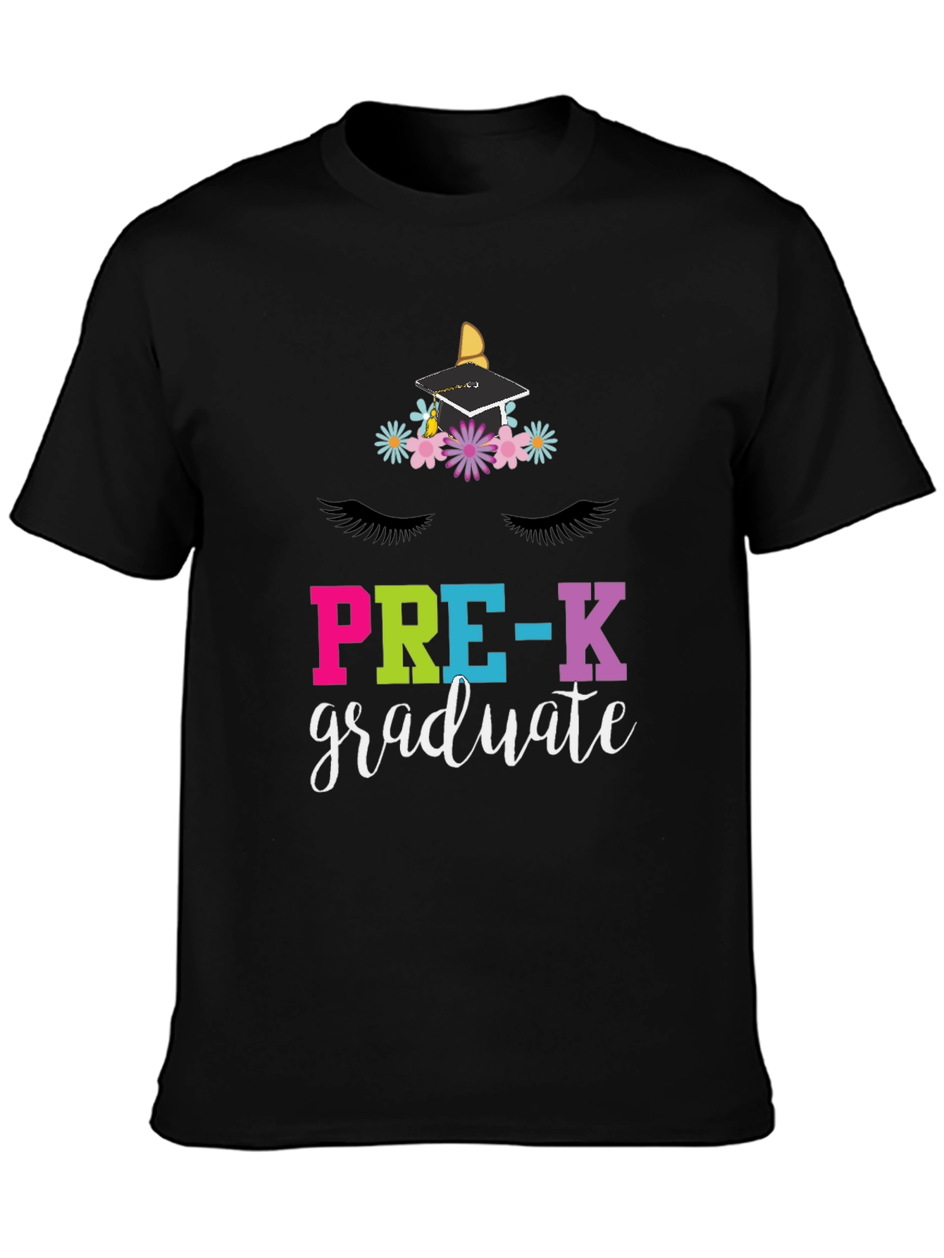 Black Pre-K Graduate Unicorn T-Shirt - Kids Graduation view 3