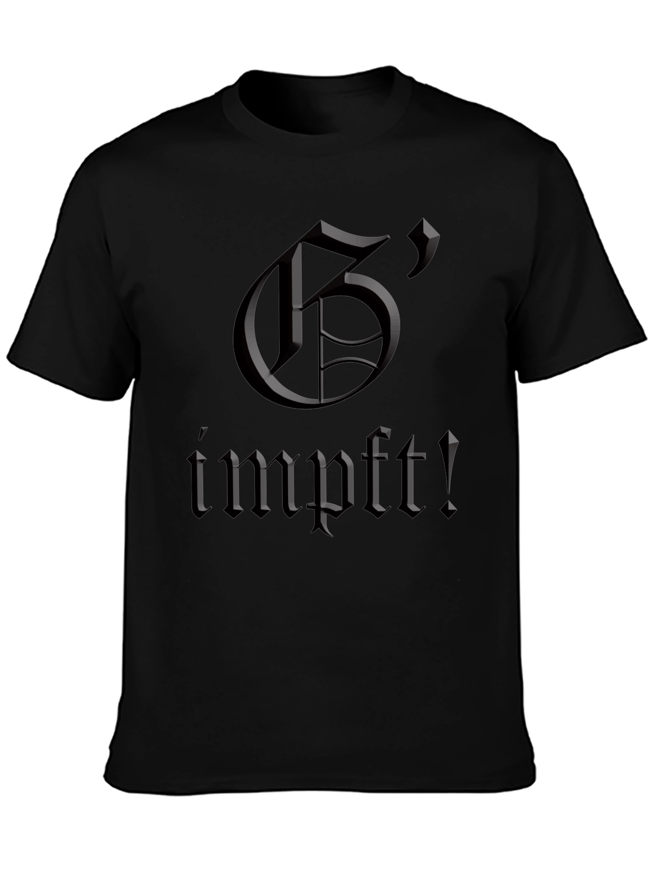 Black Graphic Tee - "Geimpft!" - Black view 3