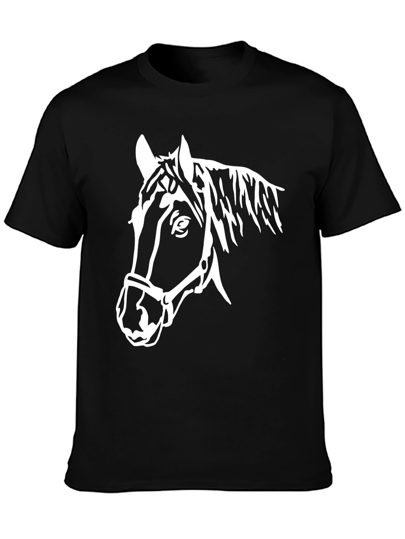 Black Black T-Shirt with White Horse Head Graphic view 3