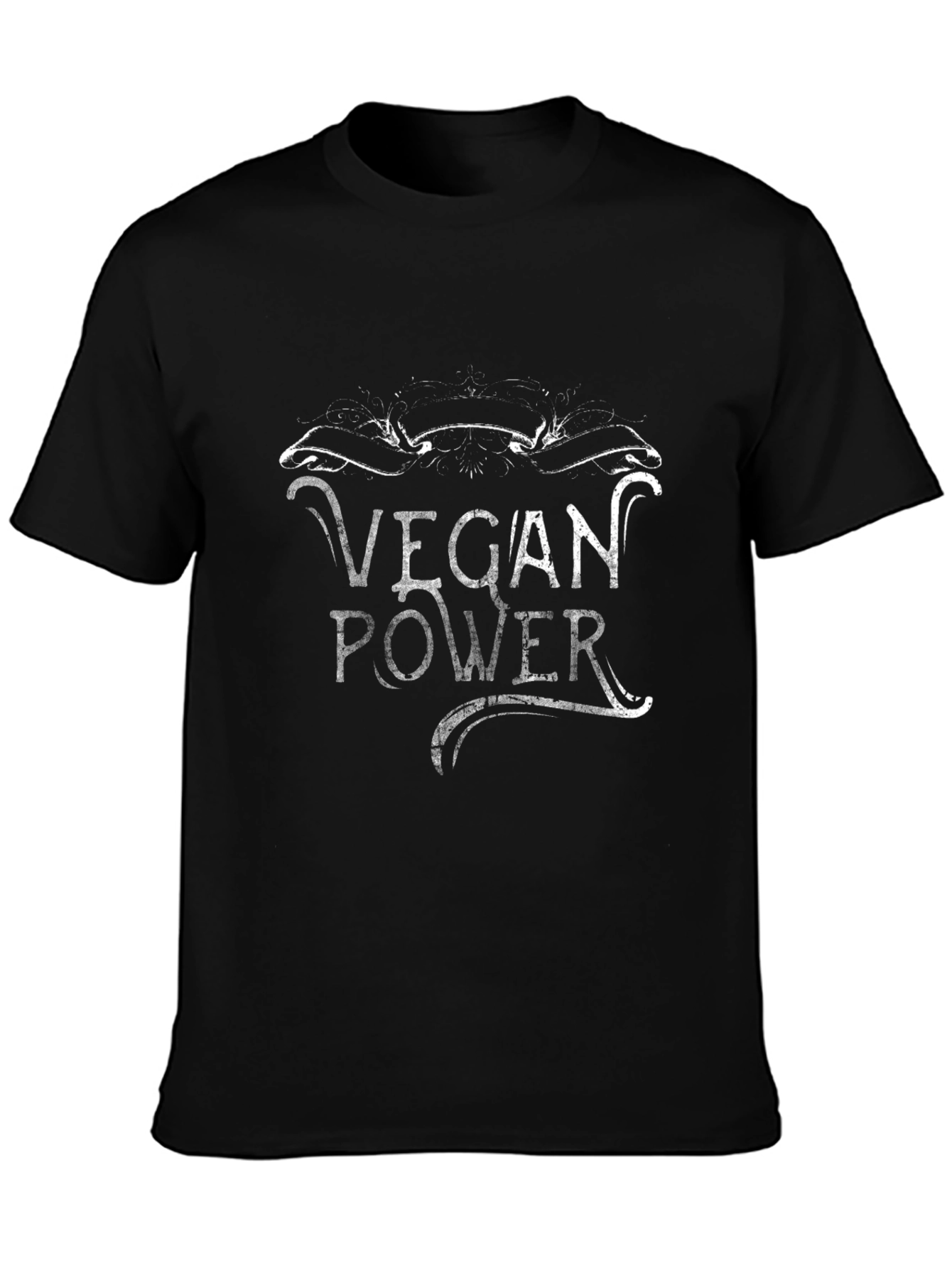 Black Vegan Power Graphic Tee - Black Unisex T-Shirt view 3