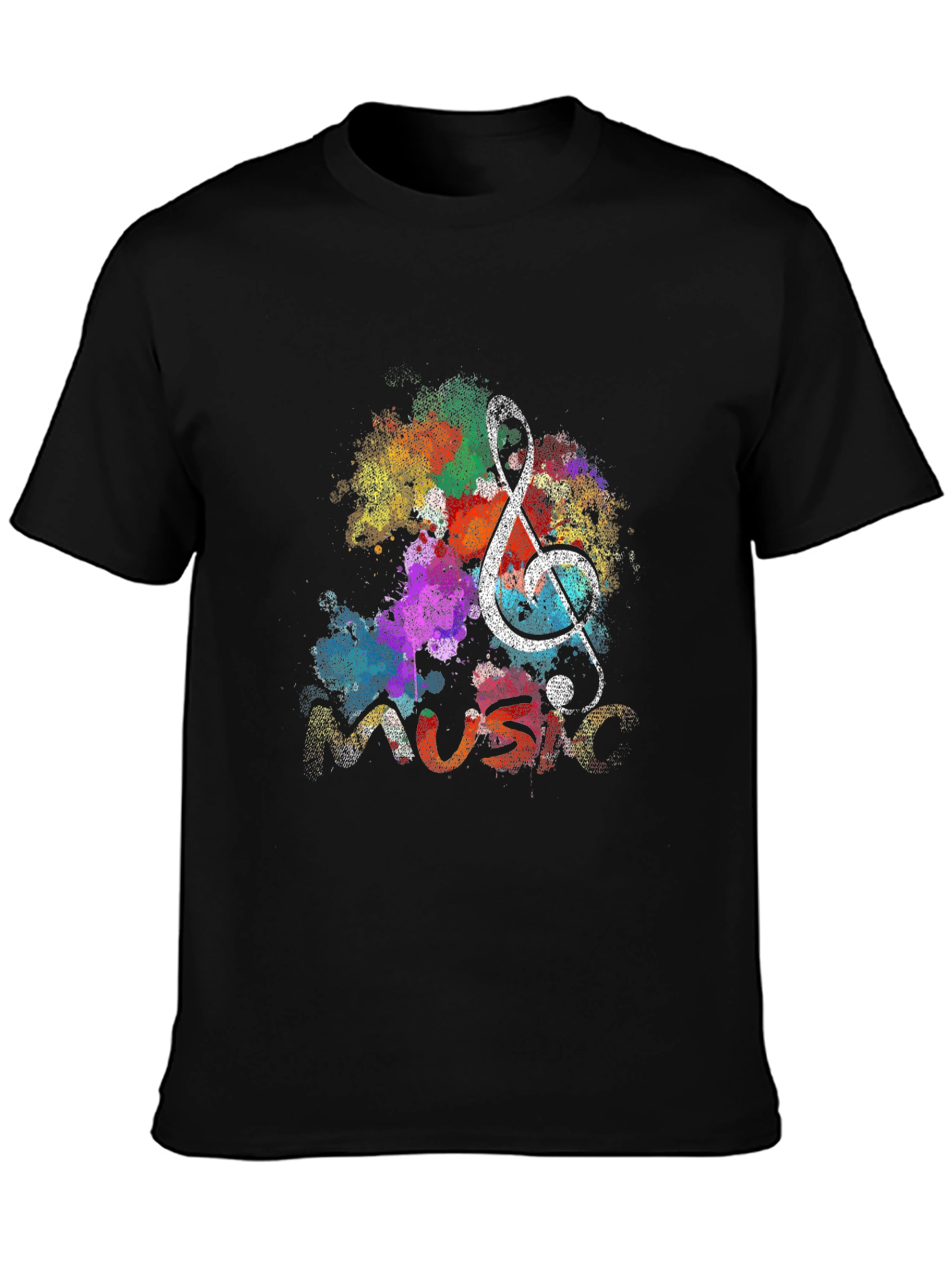 Black Music Note Graphic Black T-Shirt view 3
