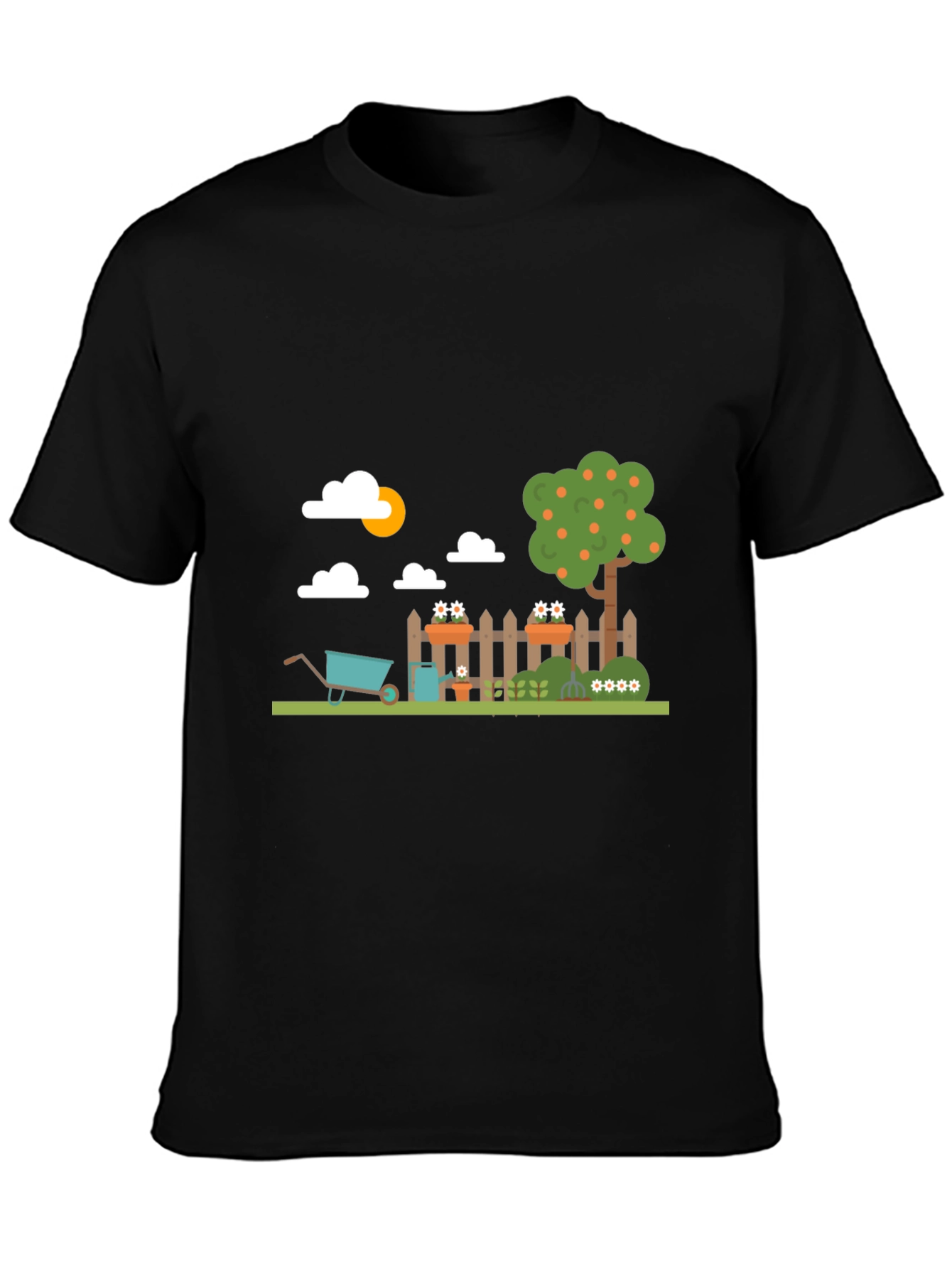 Black Gardening Fun Graphic Tee - Black Cotton Casual view 3