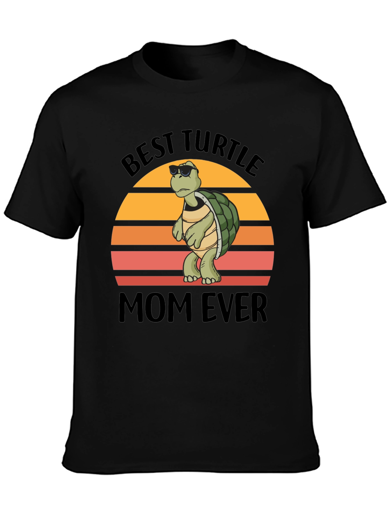 Black Best Turtle Mom Ever T-Shirt view 3