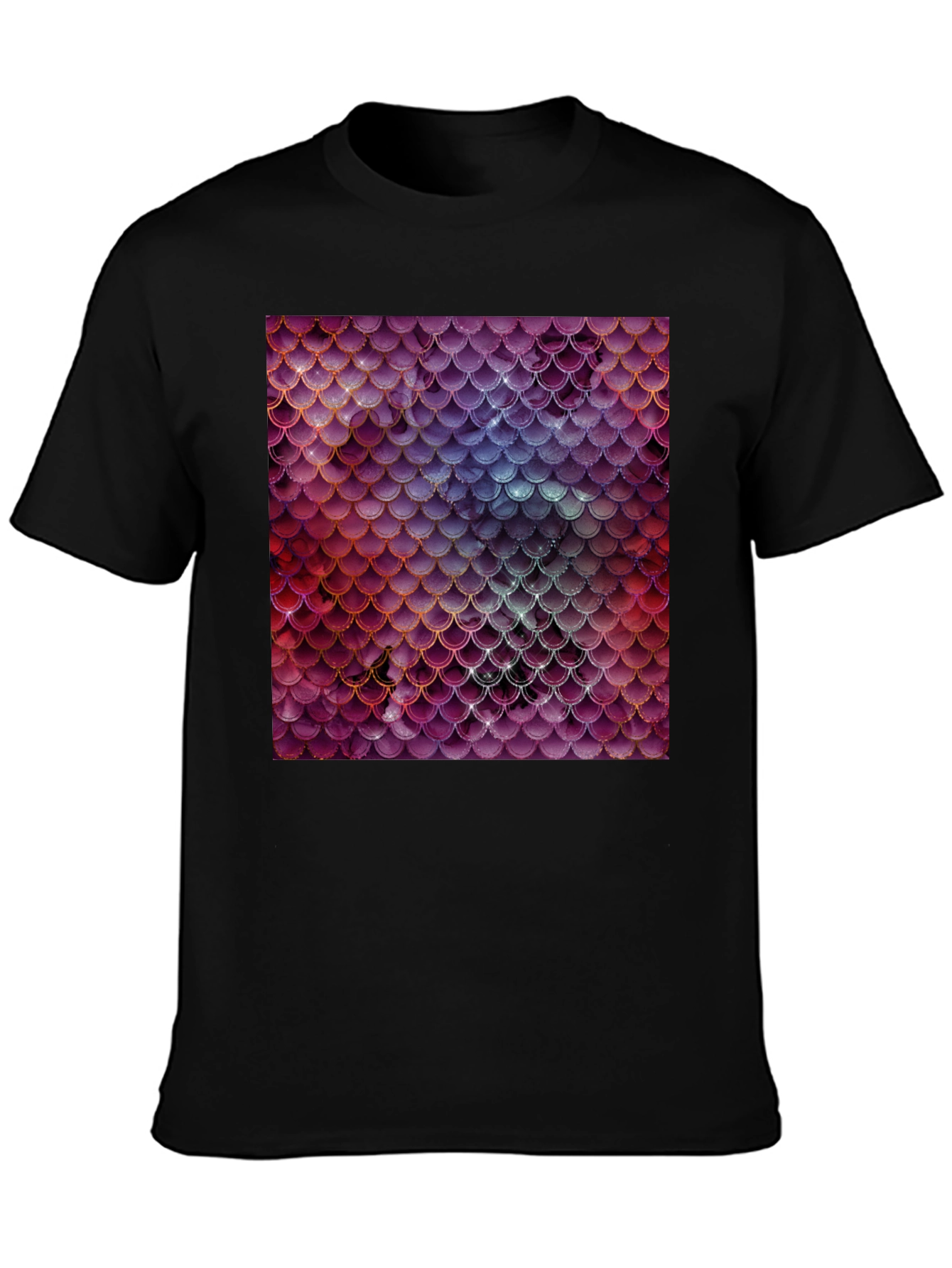 Black Men's T-Shirt with Fish Scale Print view 3
