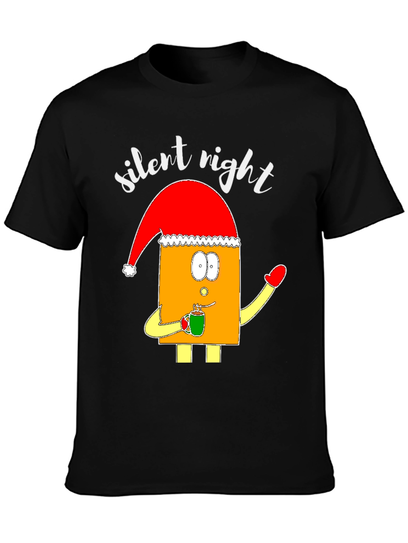 Black Silent Night Christmas Graphic Tee view 3