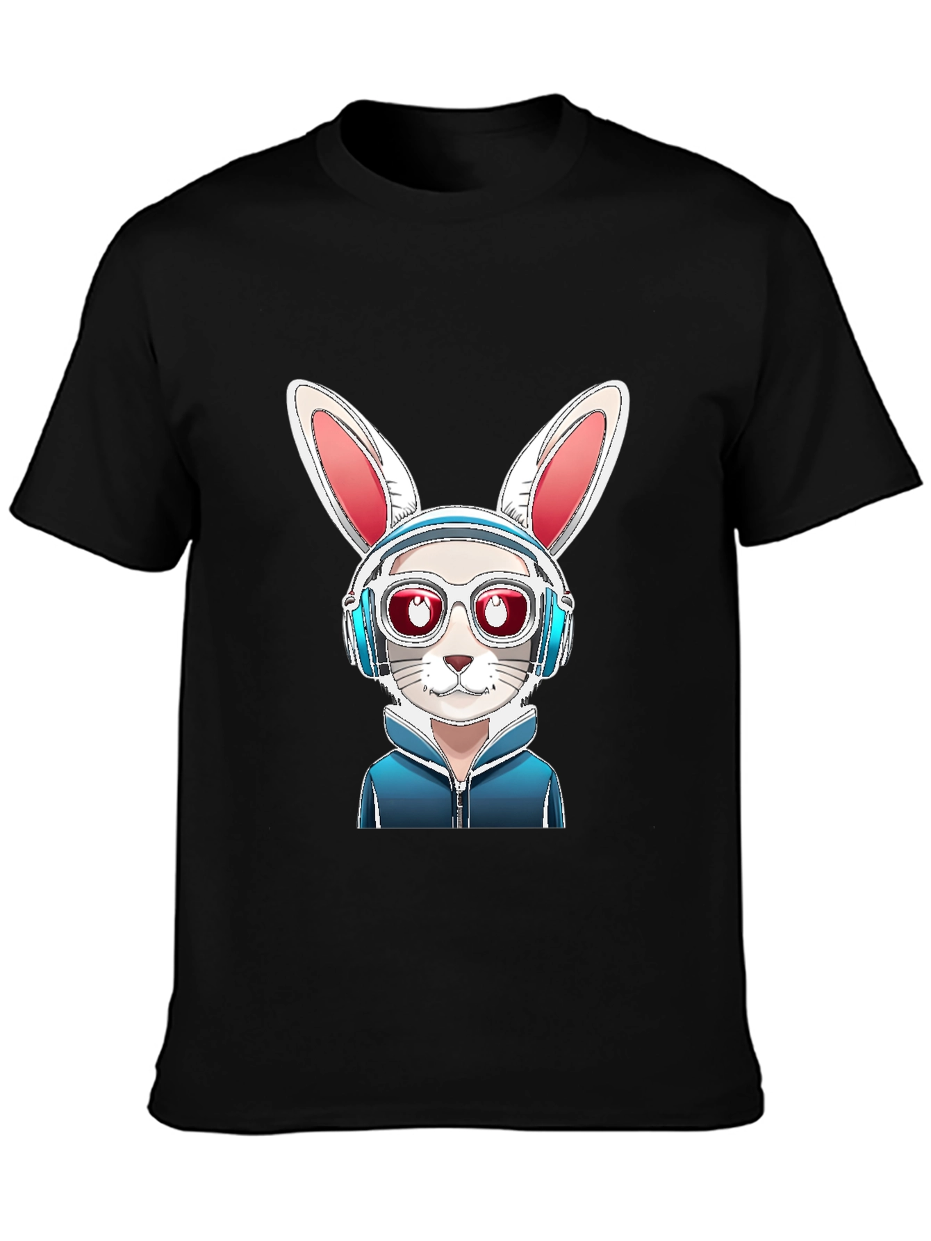 Black Cool Rabbit Graphic Tee - Urban Style view 3