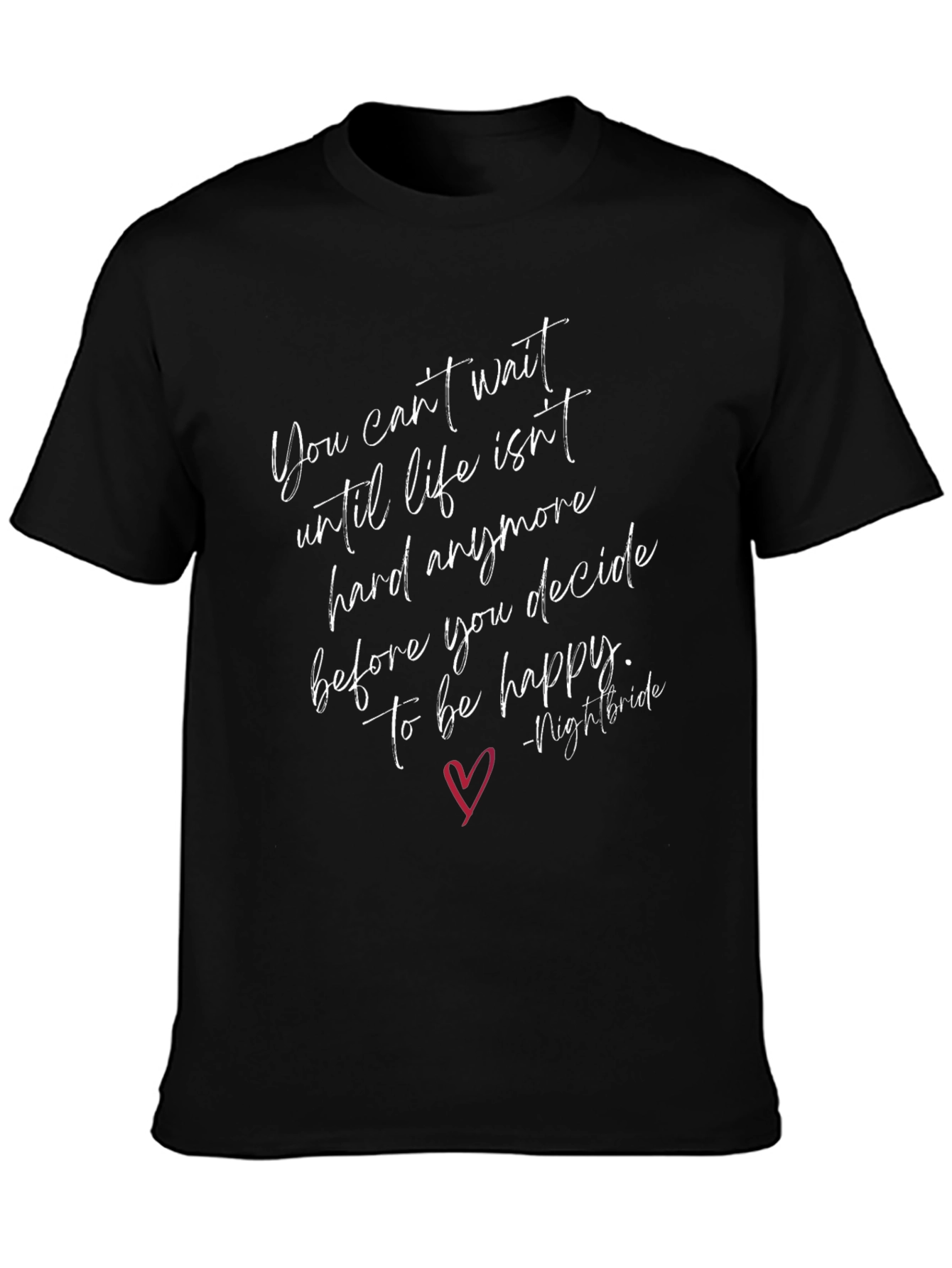 Black Inspirational Graphic Tee - Decide to Be Happy view 3