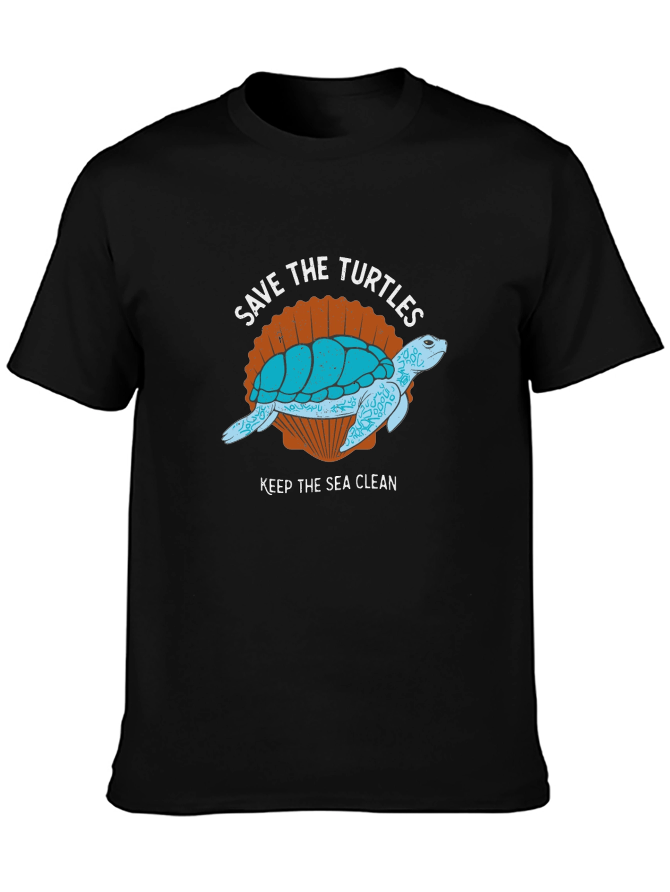 Black Save the Turtles Graphic Tee - Keep the Sea Clean view 3
