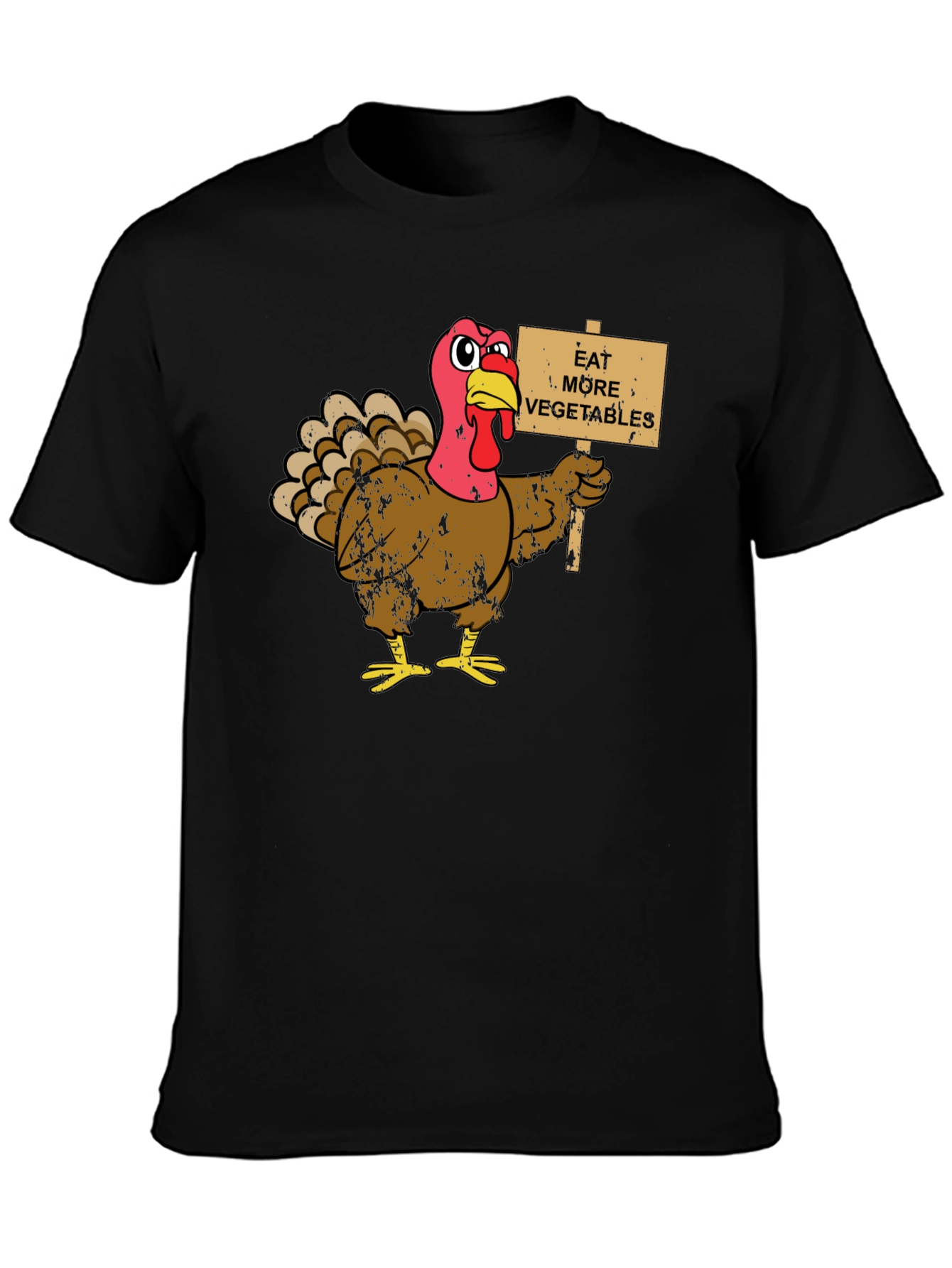 Black Eat More Vegetables Turkey Graphic T-Shirt view 3