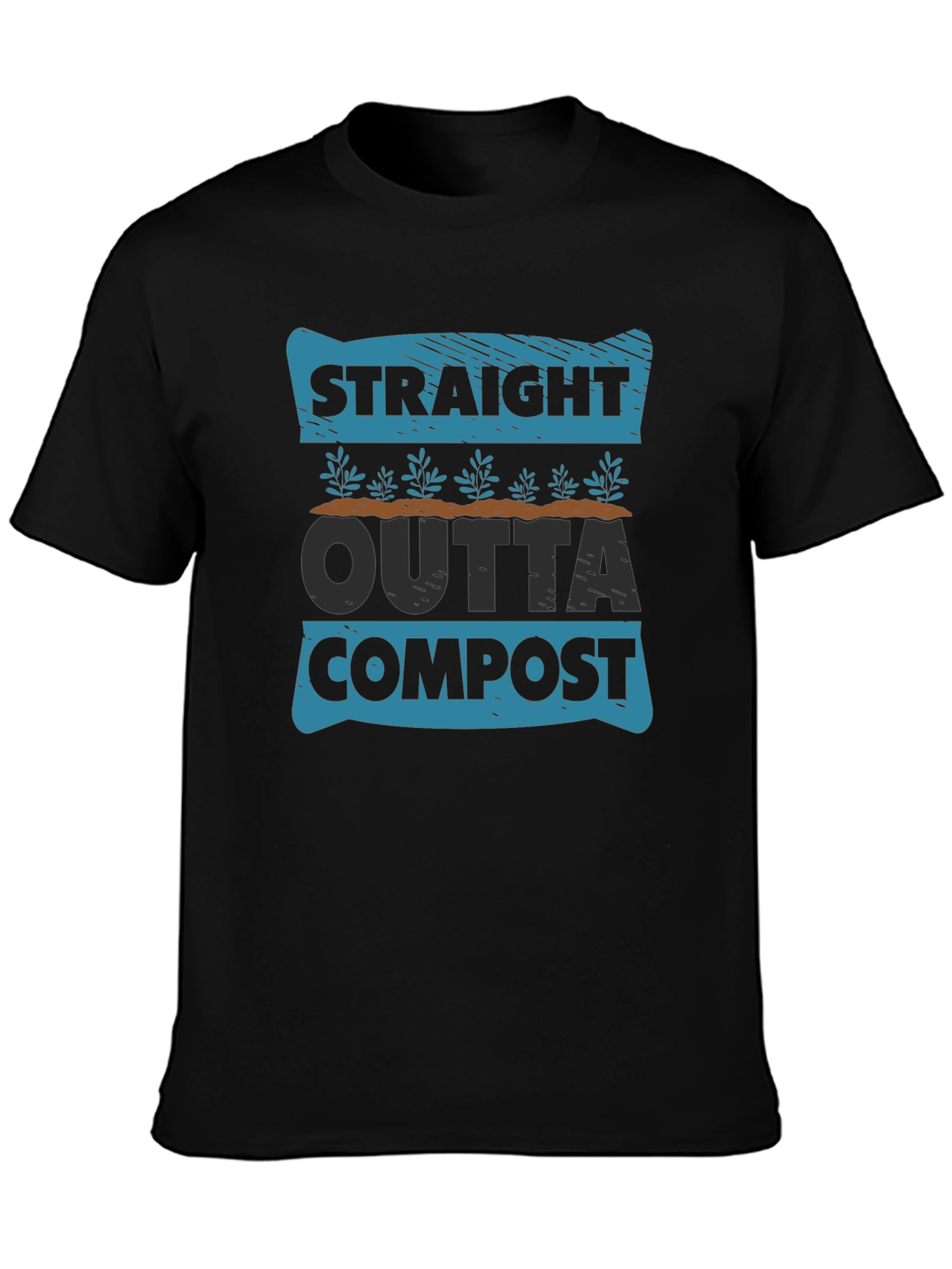Black Straight Outta Compost T-Shirt - Garden Humor Tee view 3