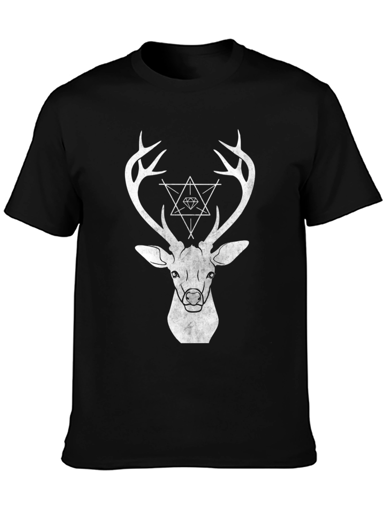Black Geometric Deer Graphic T-Shirt view 3