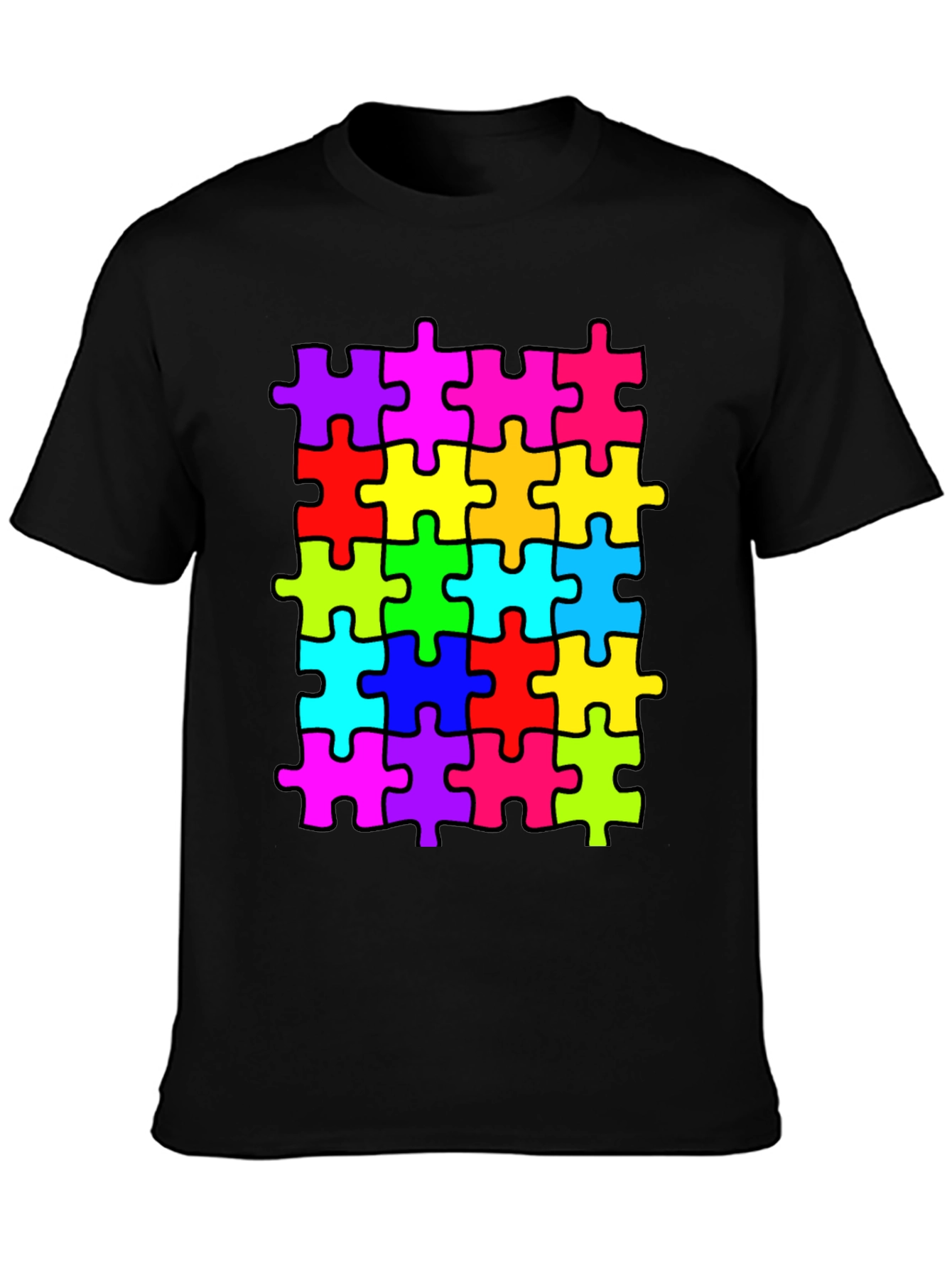 Black Puzzle Piece T-Shirt - Autism Awareness Tee view 3