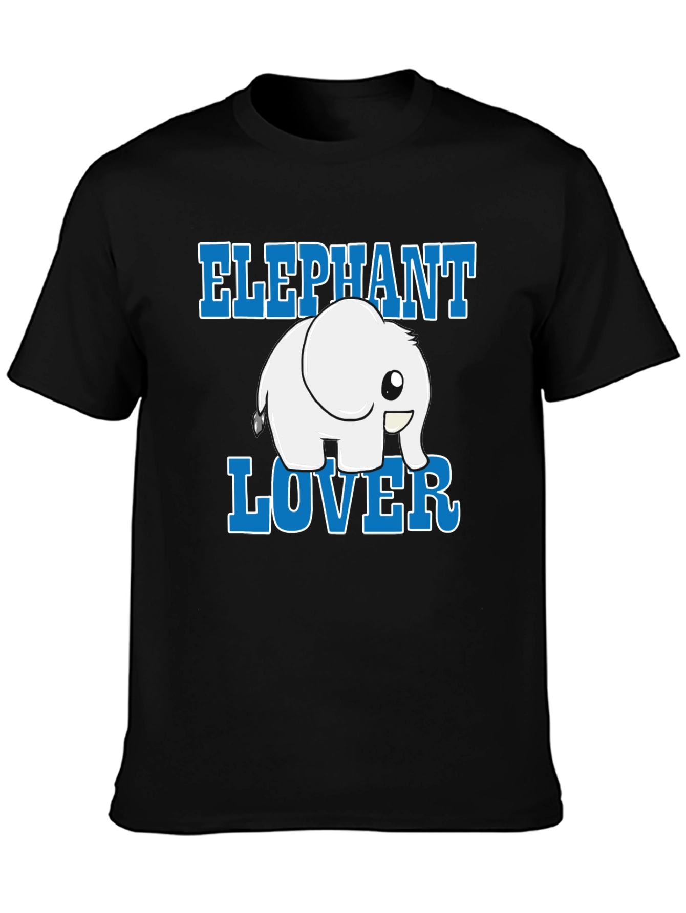 Black Elephant Lover Cartoon Graphic Black T-Shirt view 3