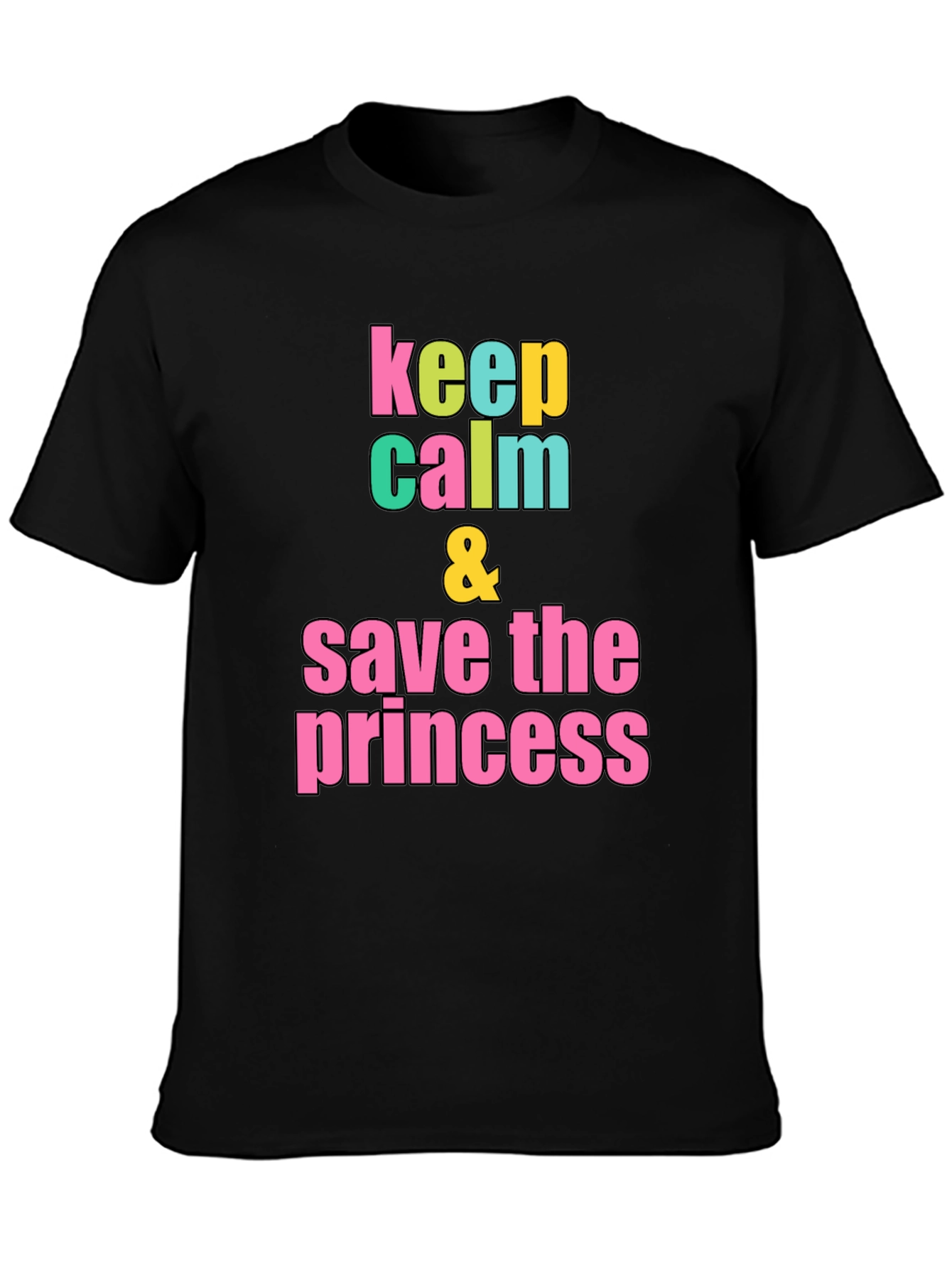 Black Keep Calm & Save the Princess Graphic T-Shirt view 3