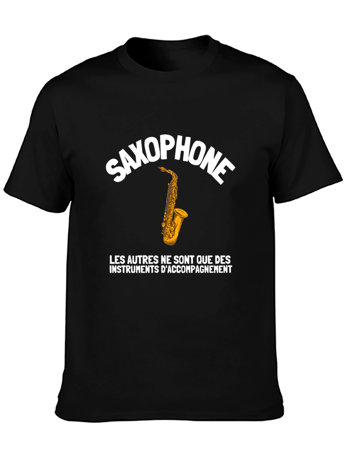 Black Saxophone T-Shirt - Music Lover's Apparel view 3