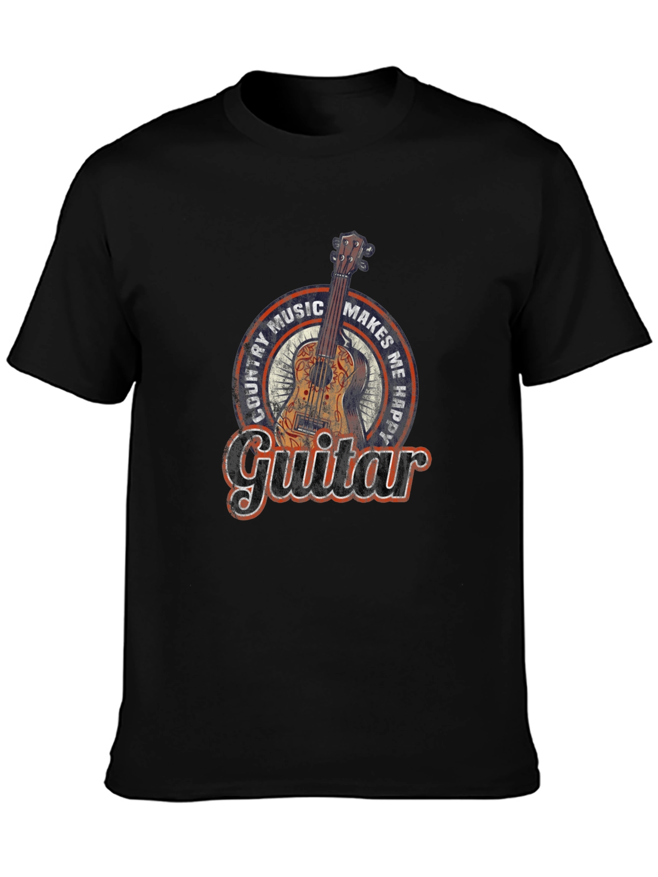 Black Country Music Guitar T-Shirt view 3
