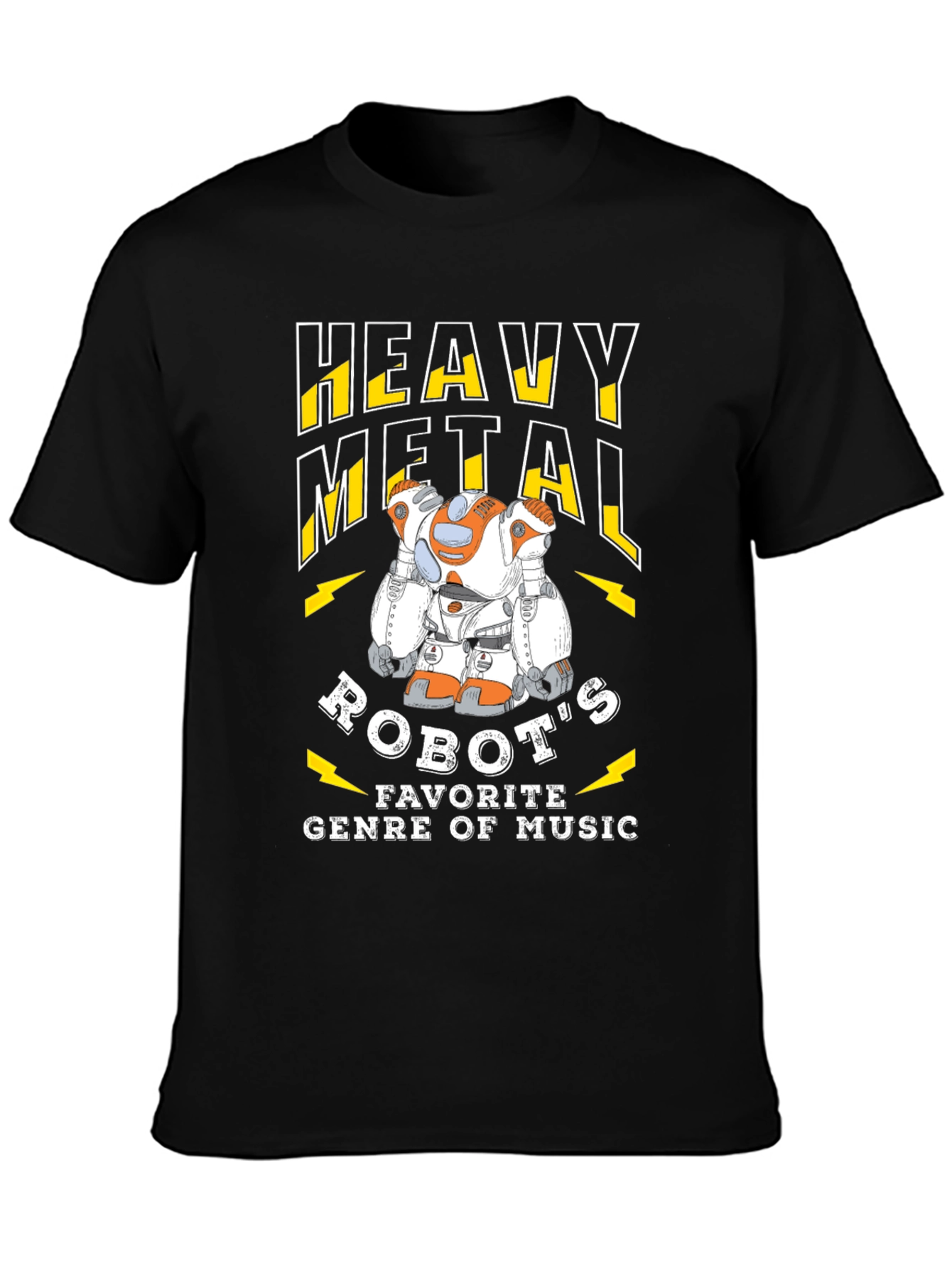 Black Heavy Metal Robot Music Fan T-Shirt view 3