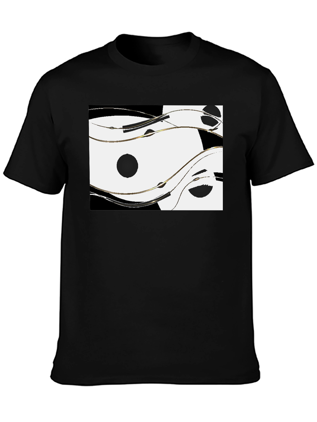 Black Abstract Yin Yang Style Graphic Tee - Black view 3