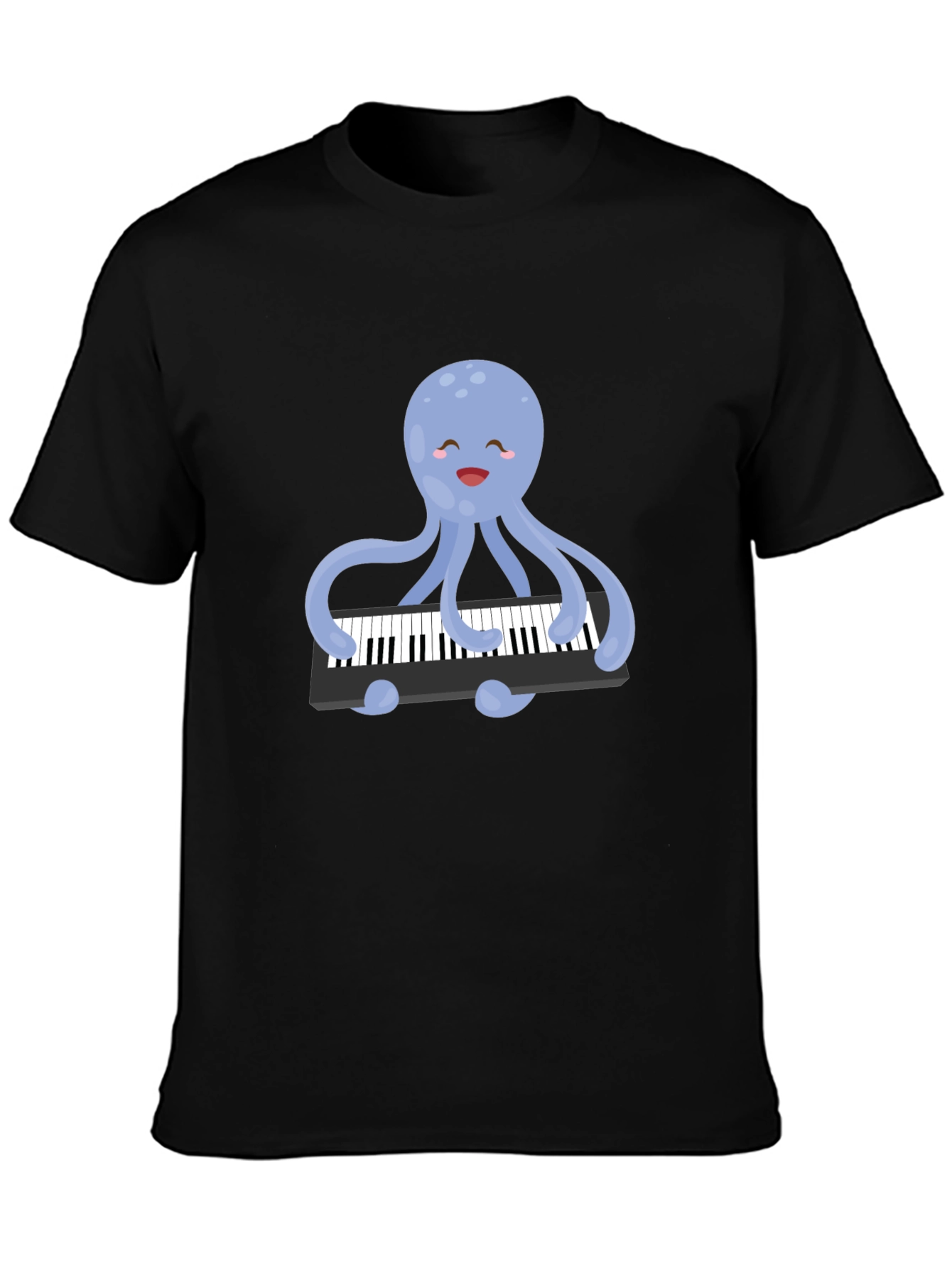 Black Octopus Playing Piano T-Shirt - Unique Design! view 3