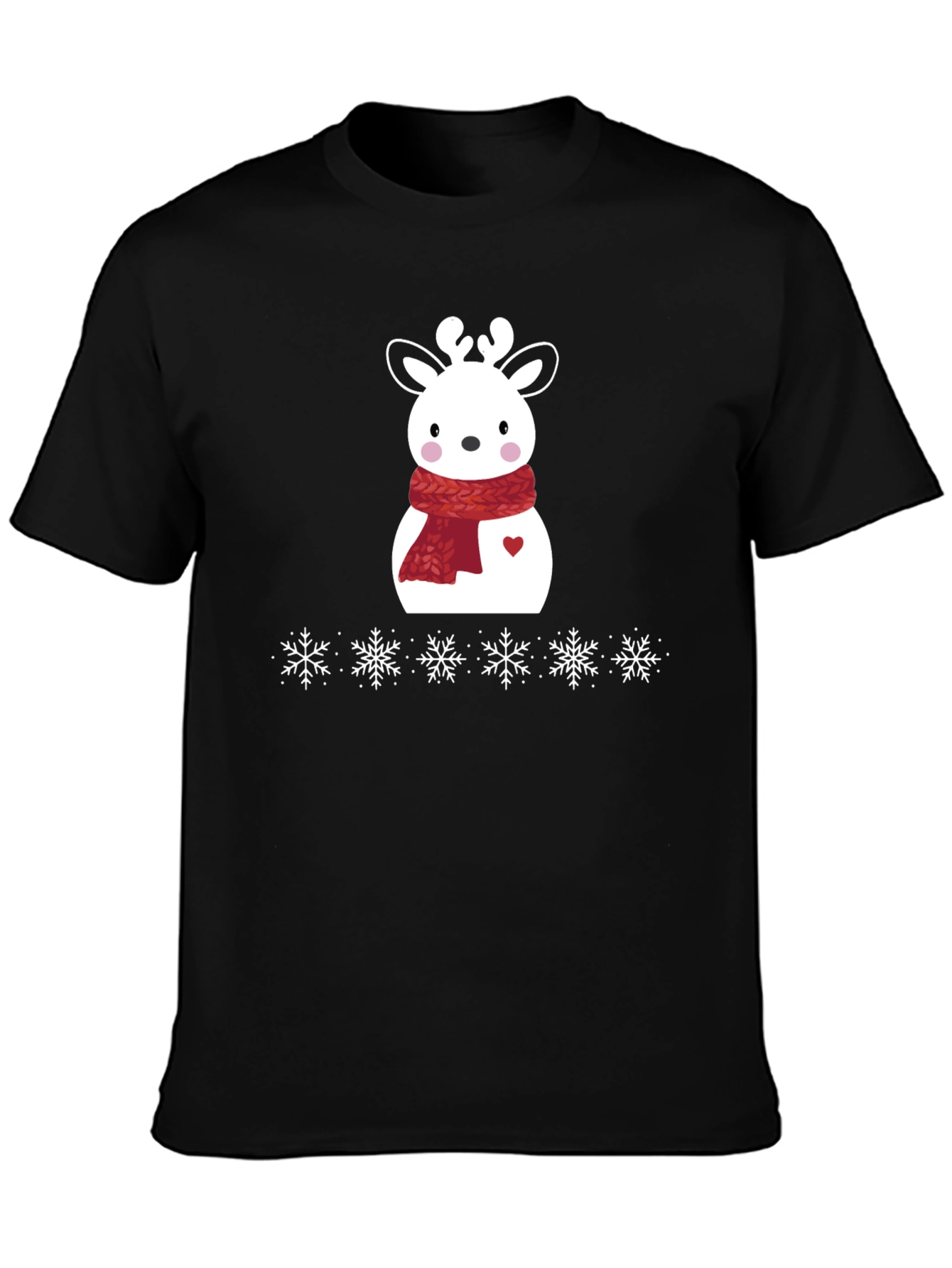 Black Festive Reindeer Holiday T-Shirt - Cute & Comfy! view 3