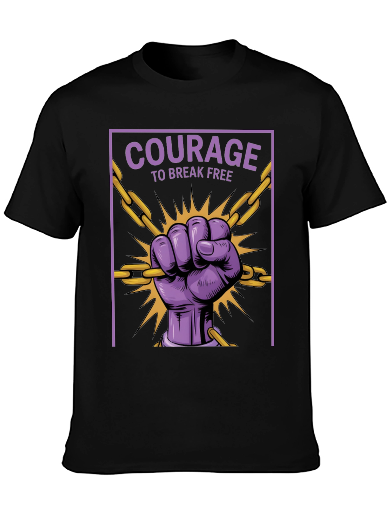 Black Courage to Break Free Graphic T-Shirt view 3