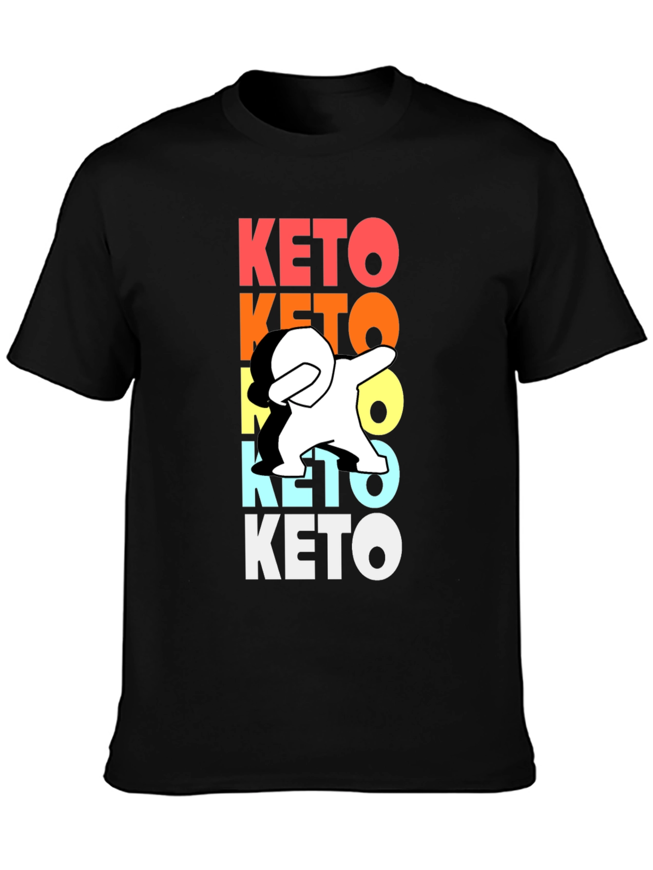 Black Keto Dab Funny Graphic T-Shirt view 3