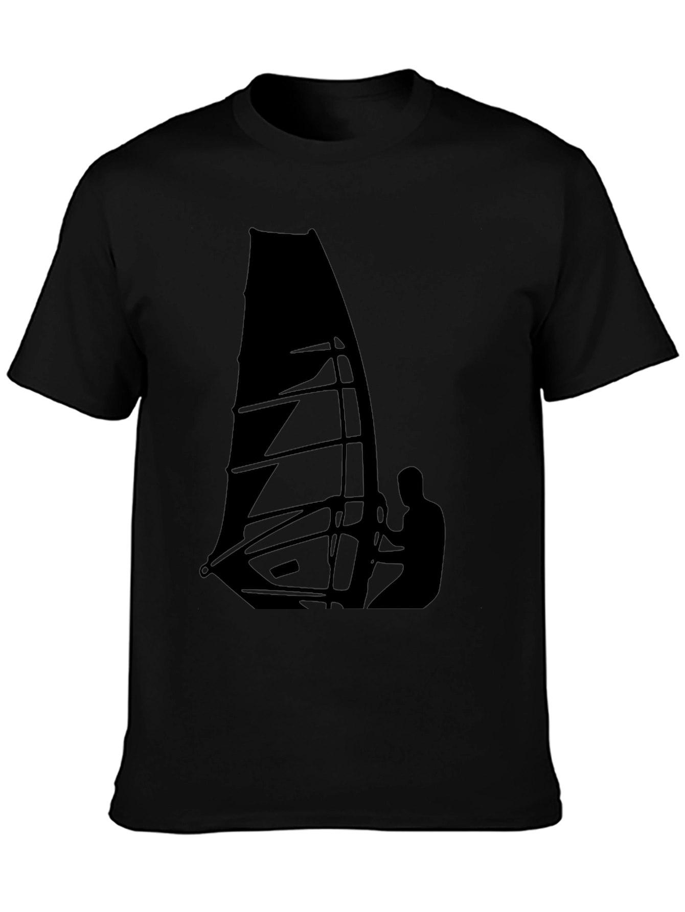 Black Windsurfing Graphic Tee - Black Cotton T-Shirt view 3