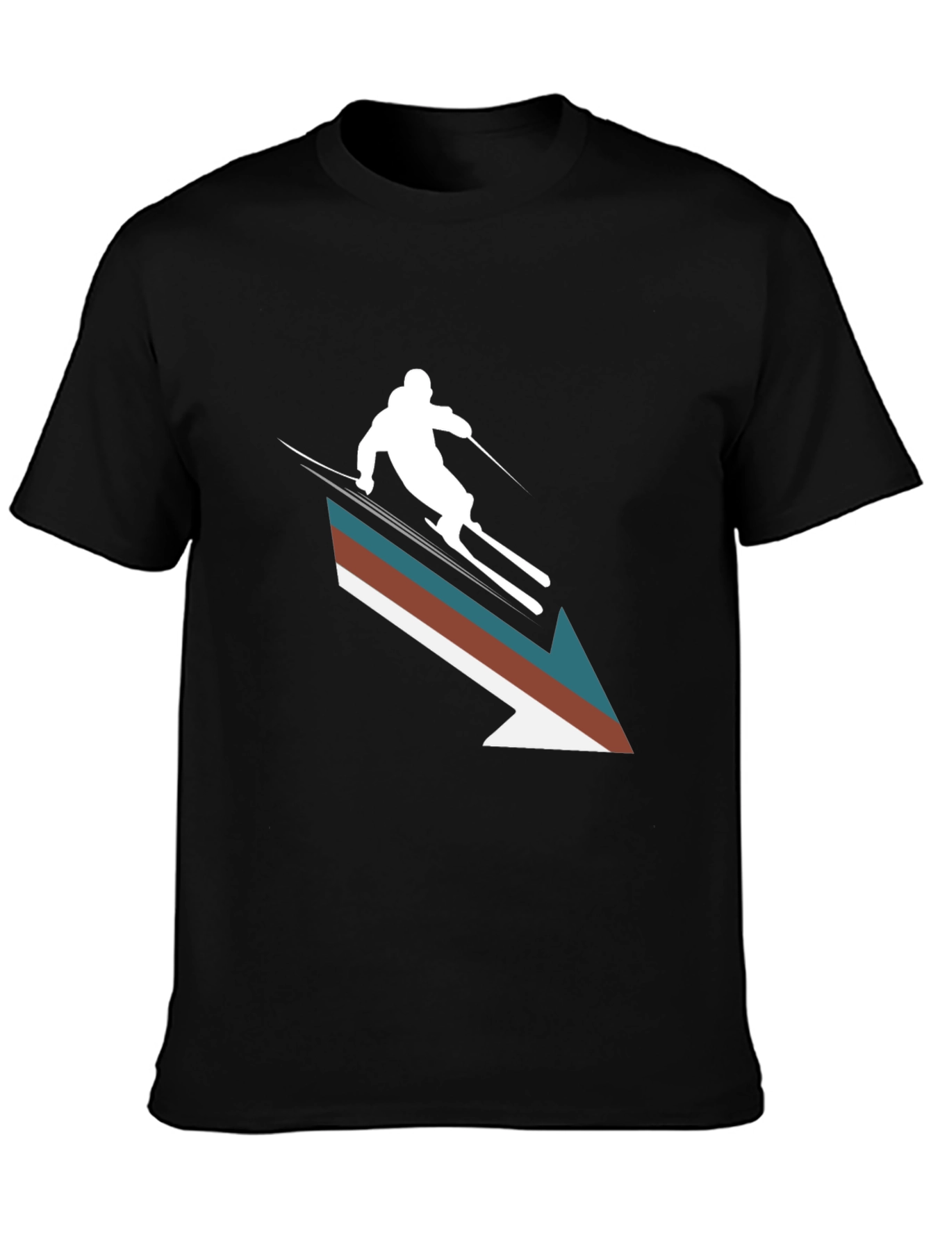 Black Retro Ski Arrow T-Shirt - Stylish Winter Apparel view 3
