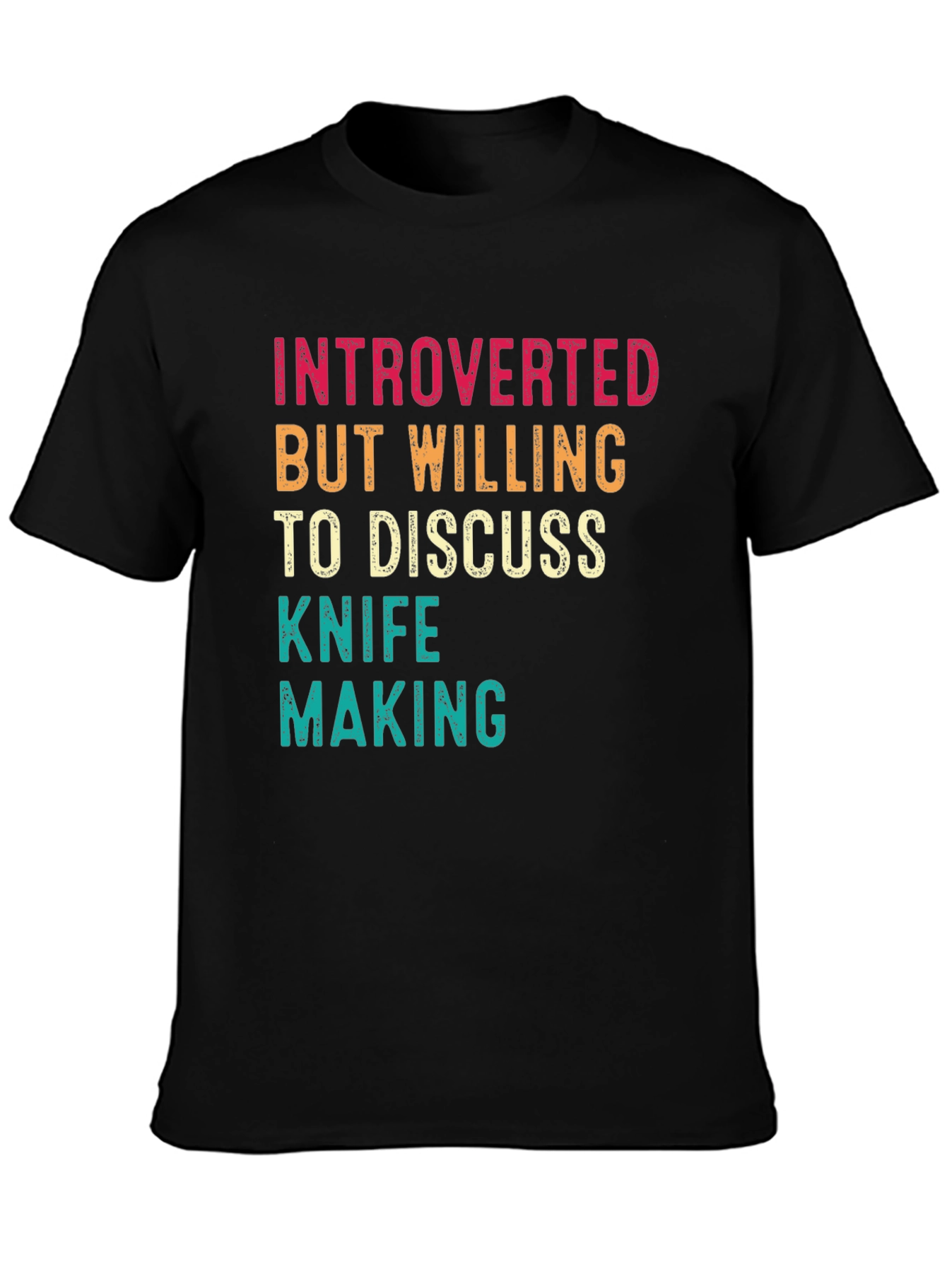 Black Introverted Knife Making Graphic Tee view 3