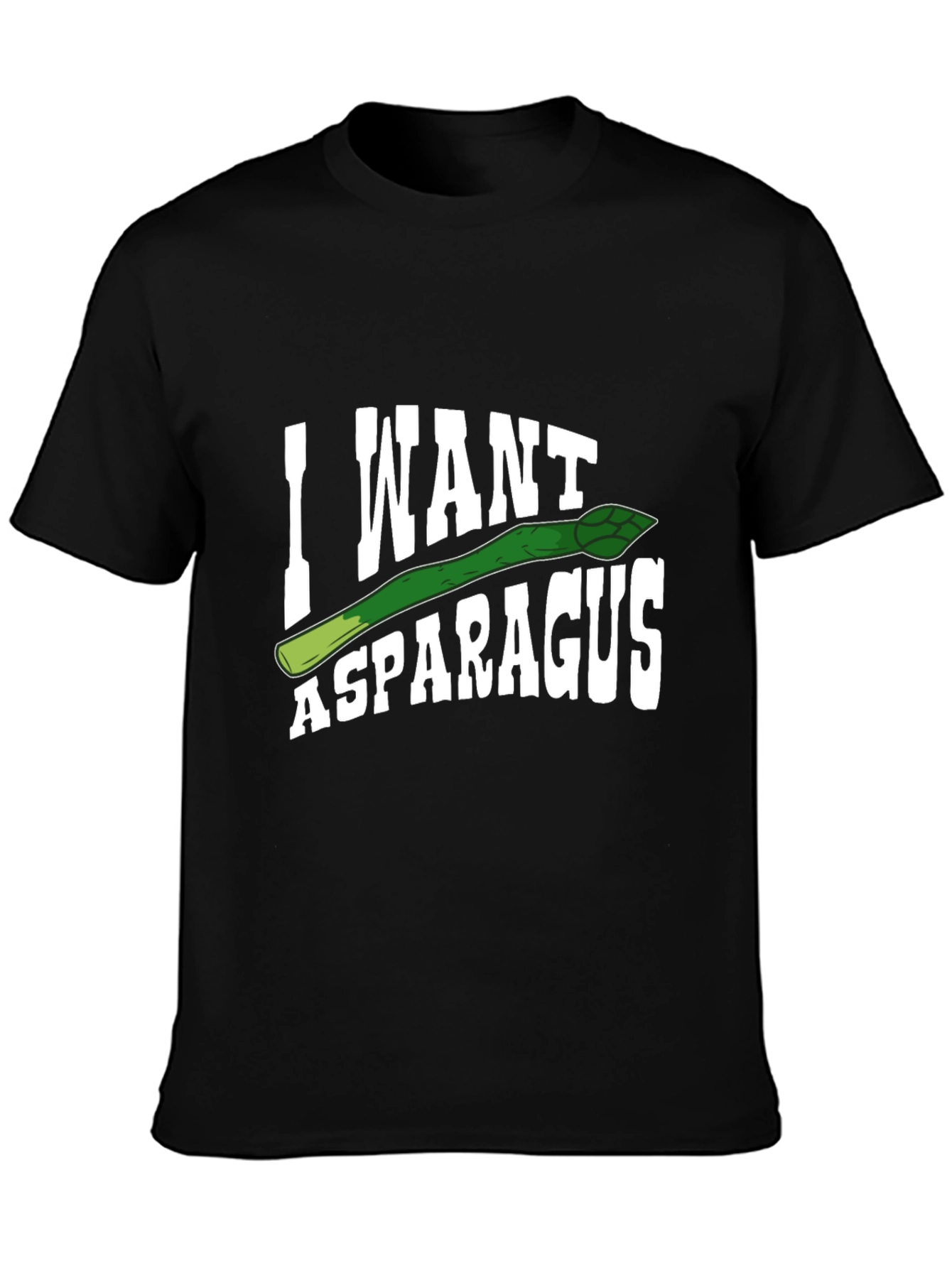 Black I Want Asparagus Graphic T-Shirt view 3
