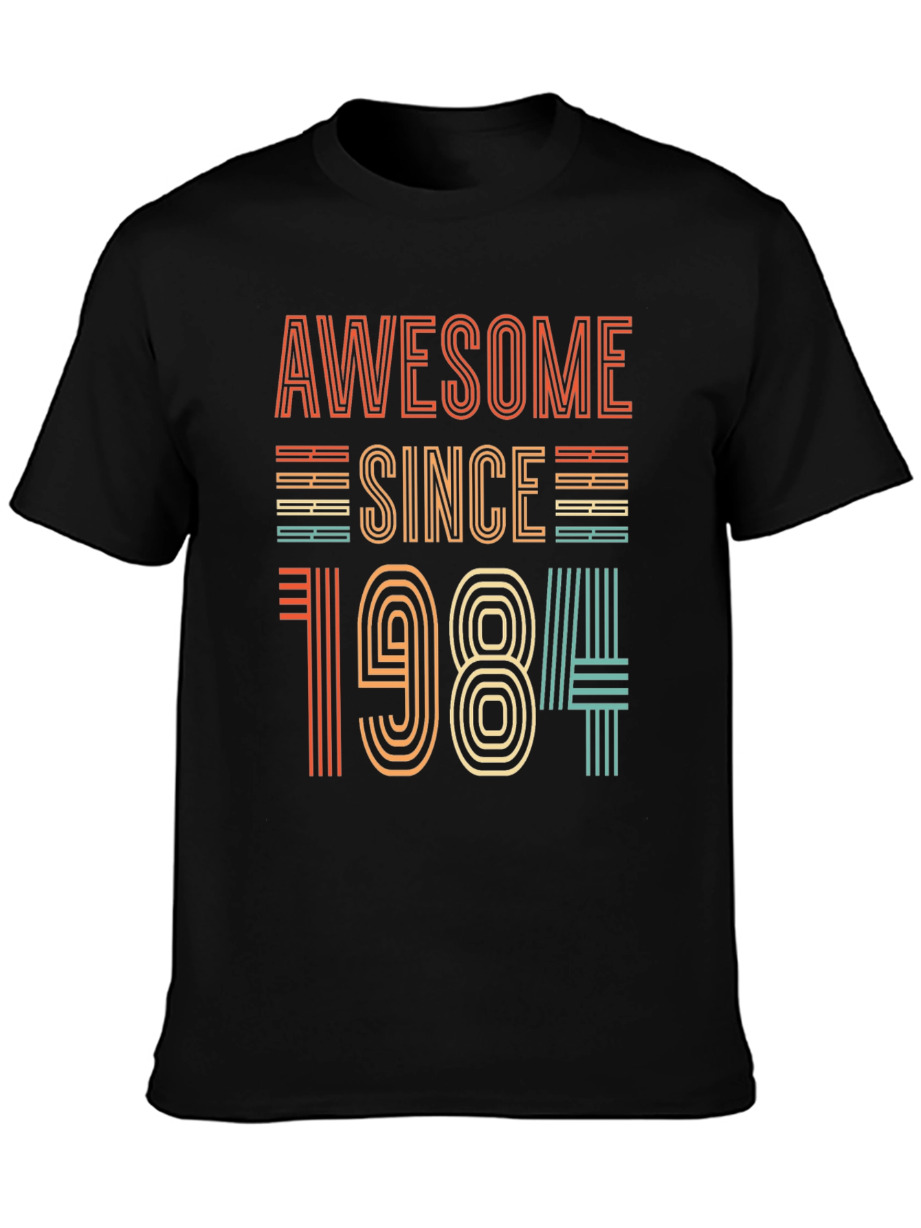 Black Awesome Since 1984 T-Shirt - Retro Birthday Gift view 3