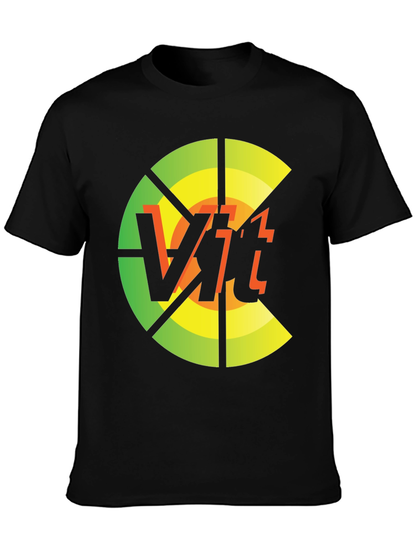 Black Vit T-Shirt: Circular Abstract Graphic Tee view 3