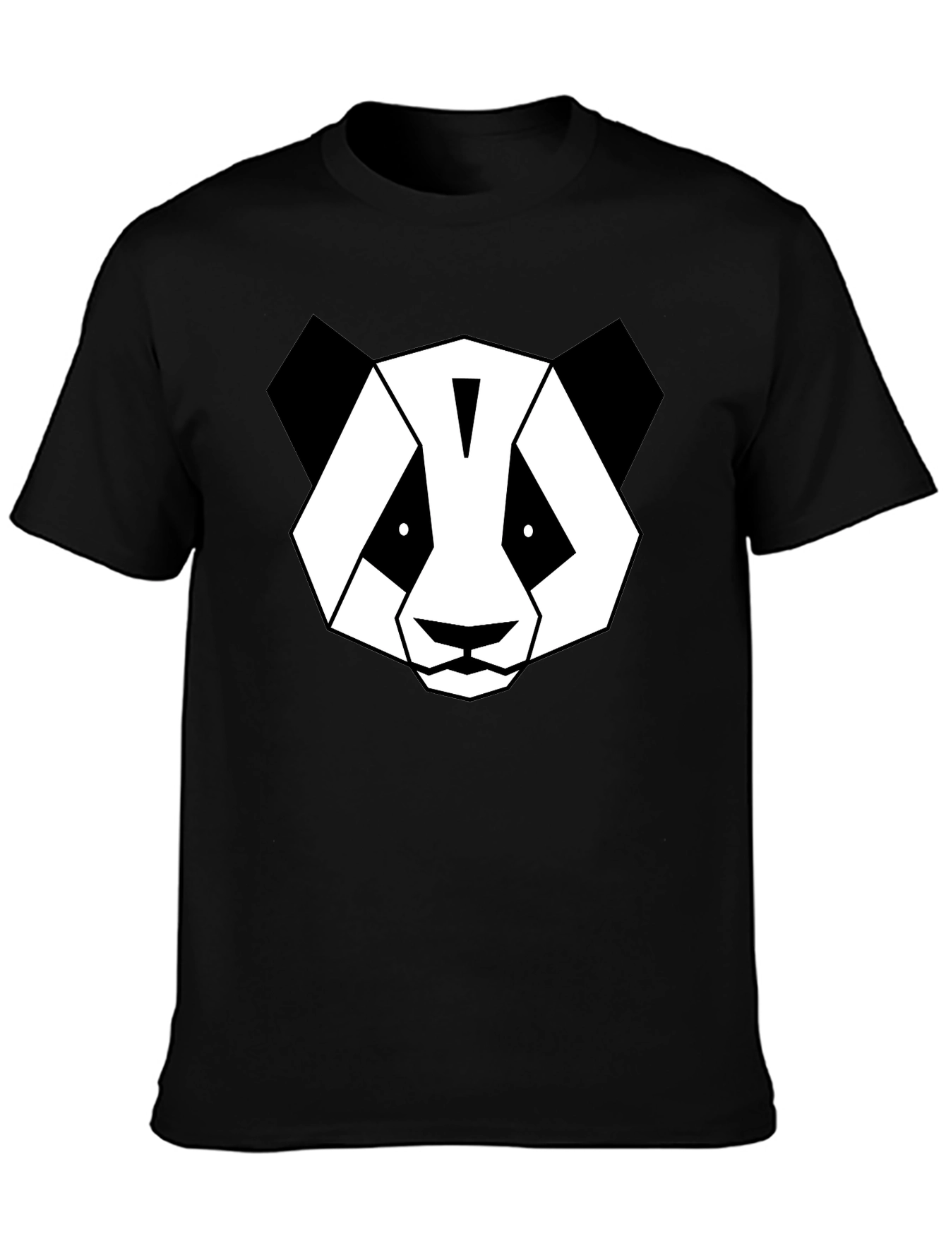 Black Geometric Panda Graphic T-Shirt - Modern Black Tee view 3