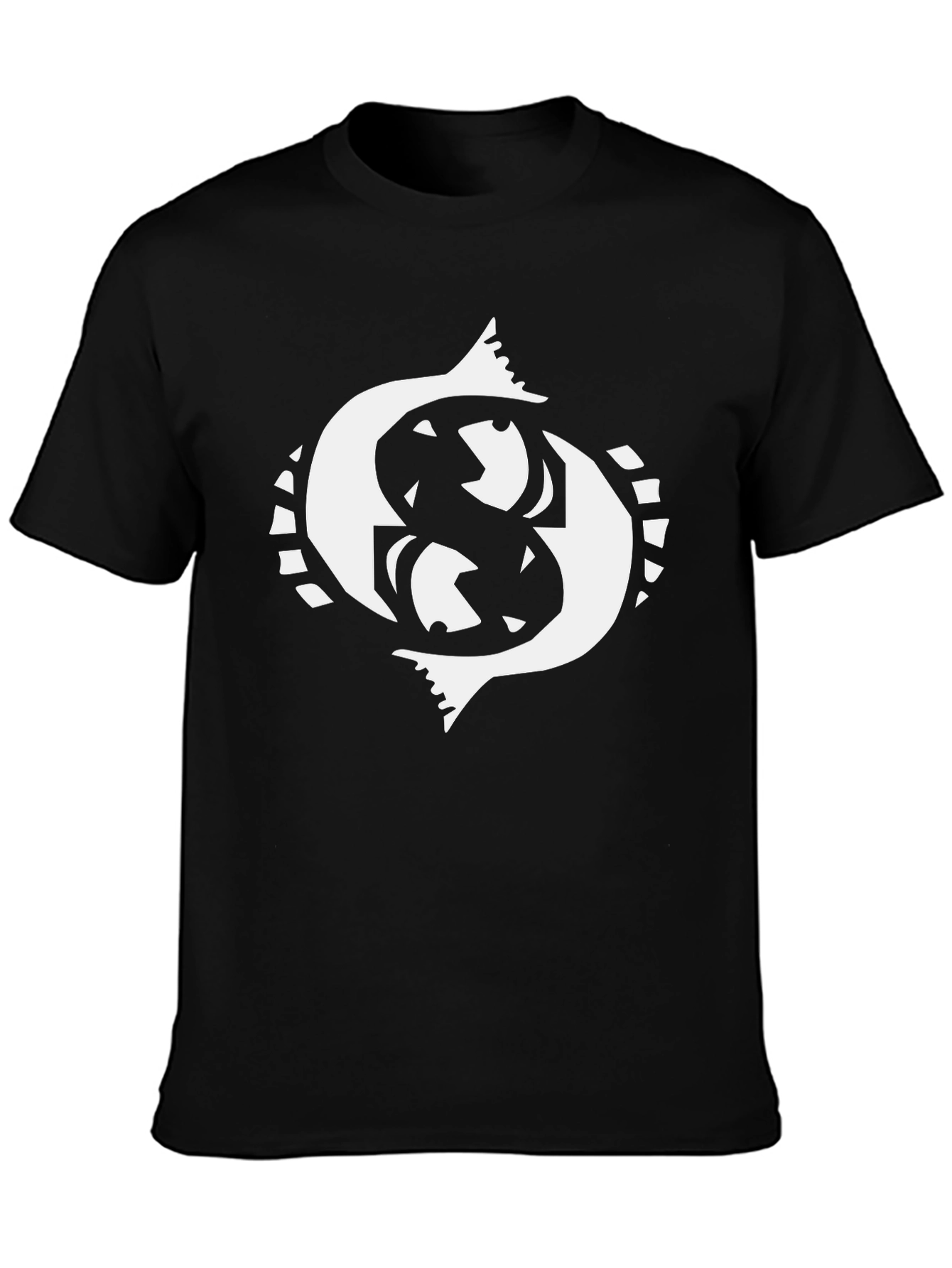 Black Pisces Zodiac Sign Graphic Tee - Black Cotton Blend view 3