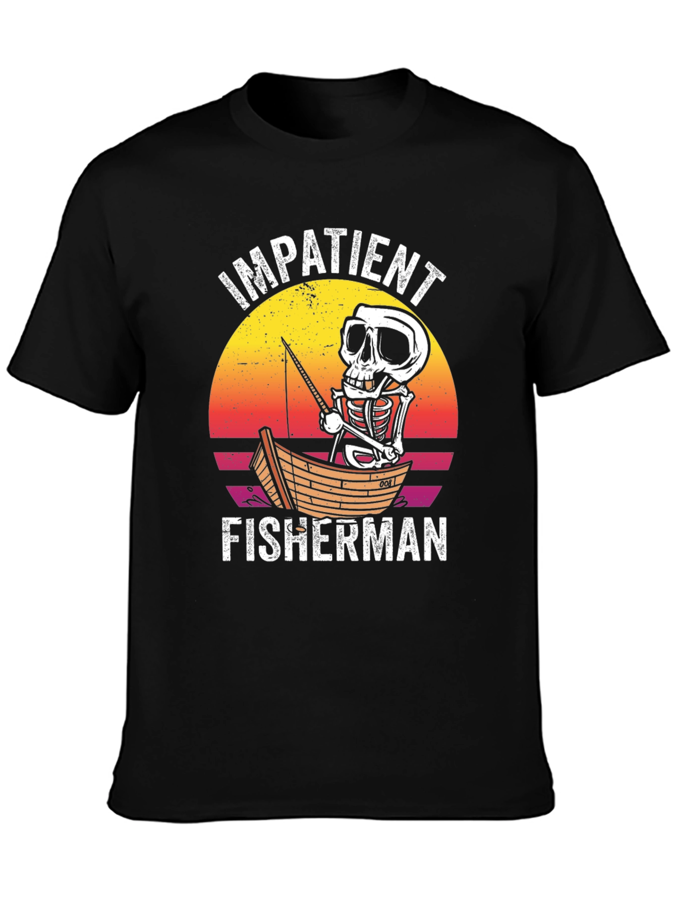 Black Impatient Fisherman Graphic T-Shirt view 3