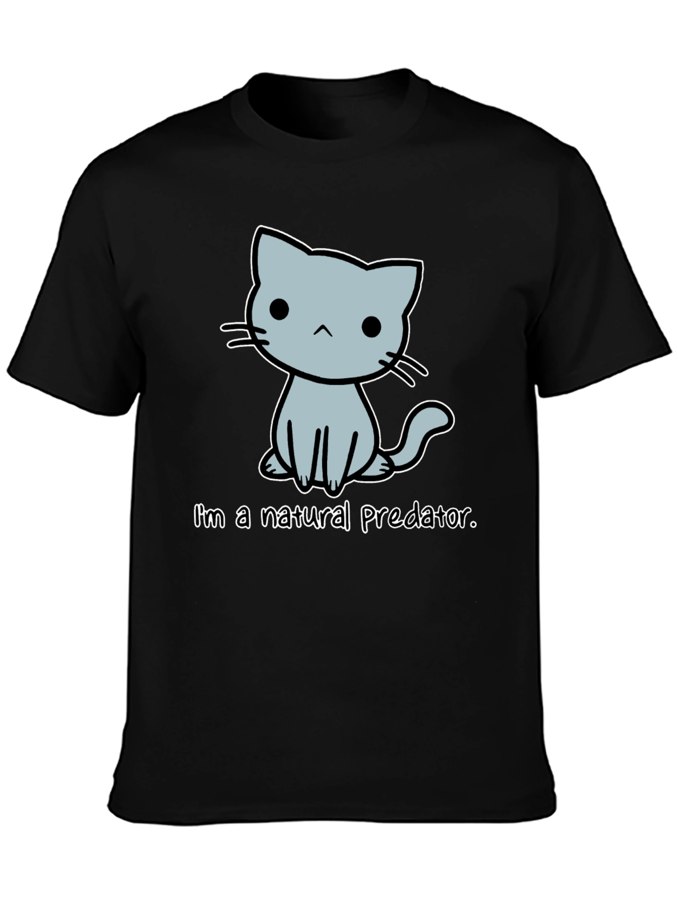 Black Natural Predator Cat Graphic Tee - Unisex Cotton T-Shirt view 3