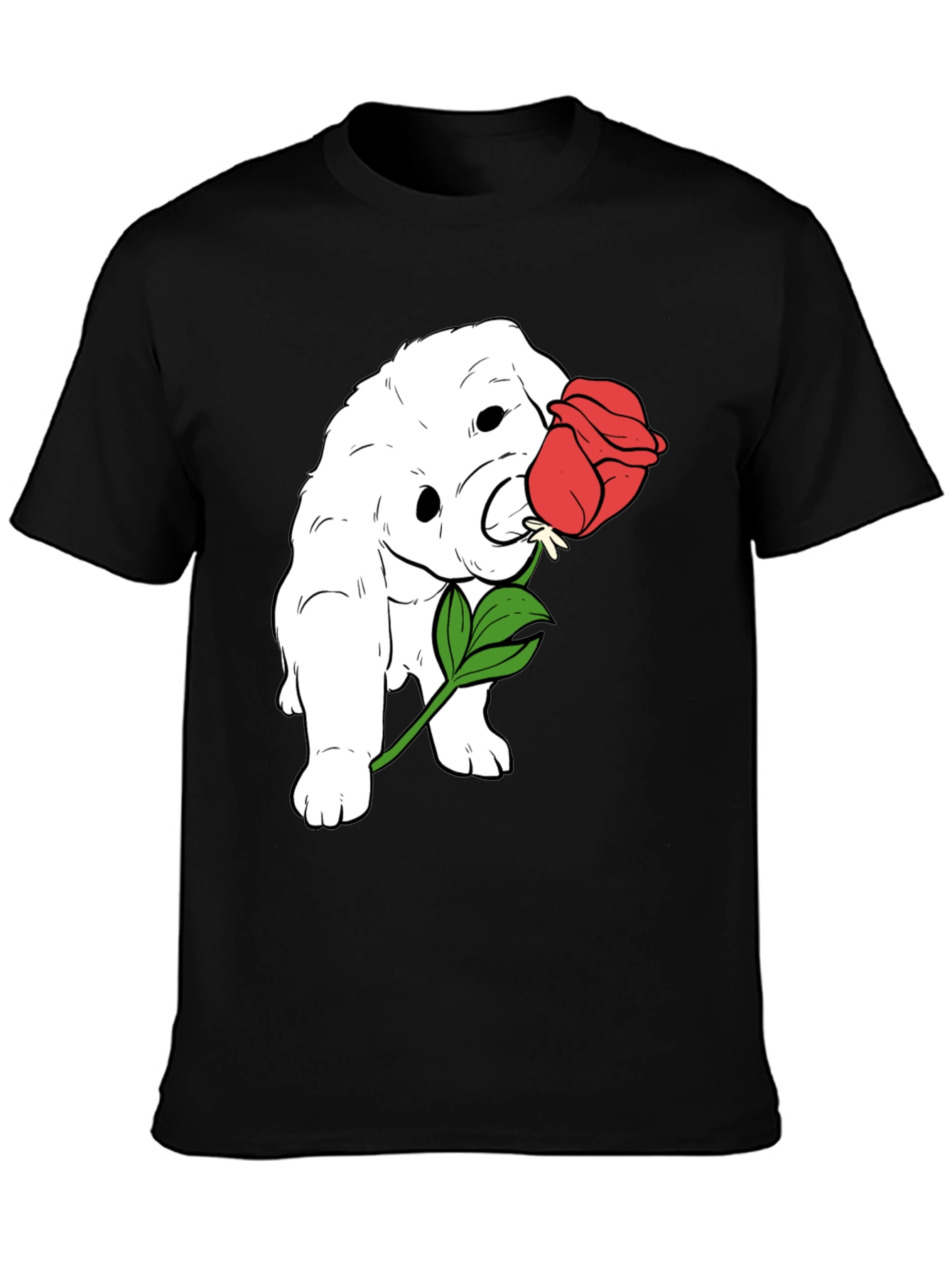 Black Dog with Rose Graphic T-Shirt view 3