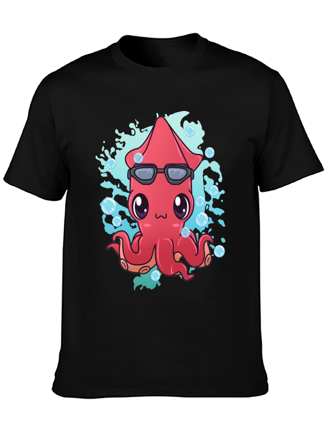 Black Cool Squid Graphic T-Shirt view 3
