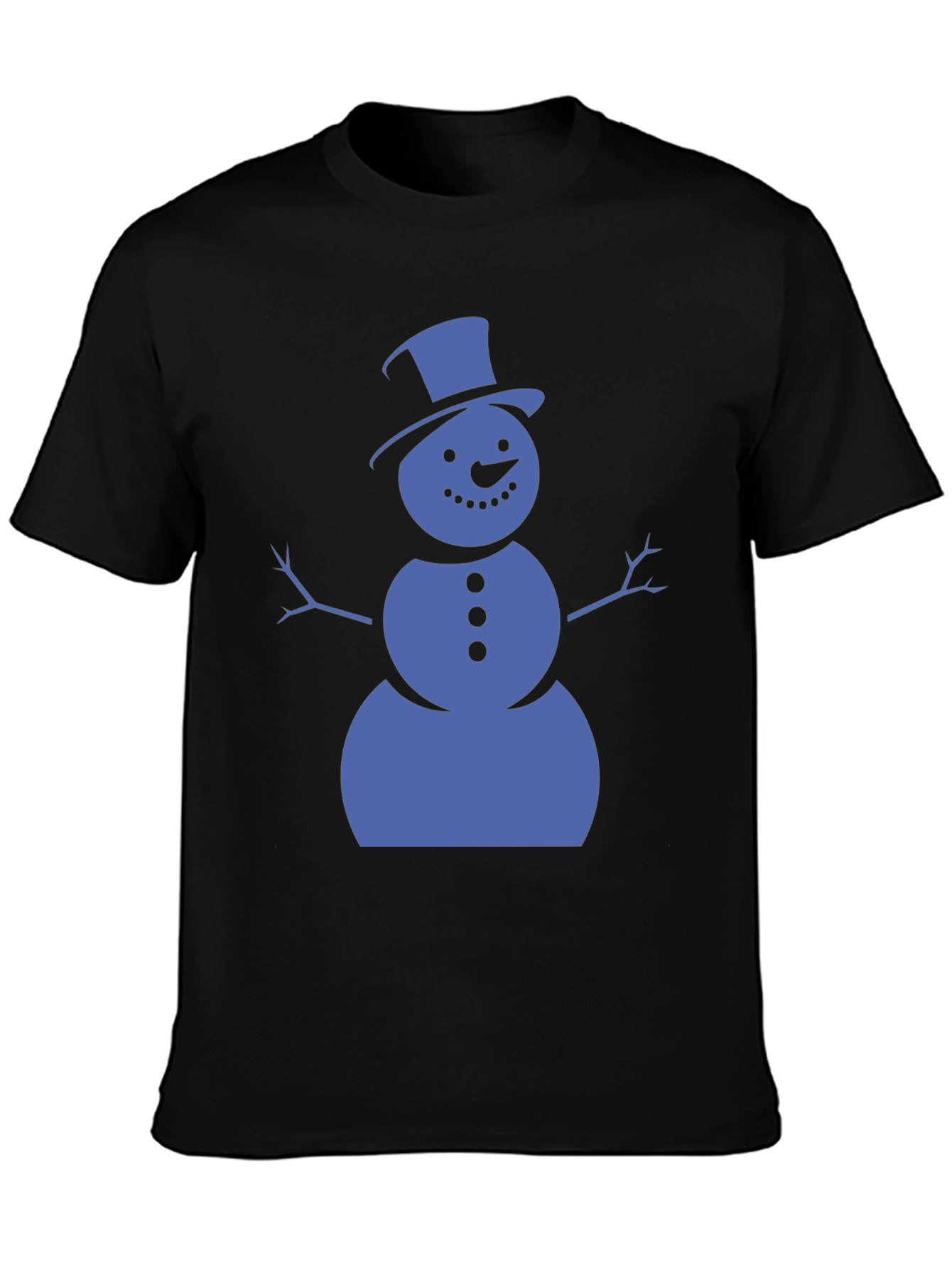 Black Snowman Graphic Tee - Black Cotton Shirt view 3