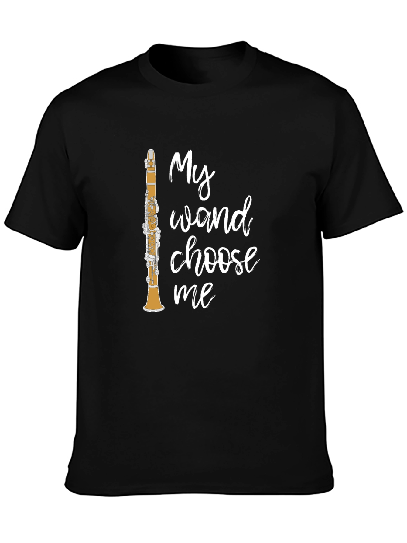 Black My Wand Choose Me Clarinet Player T-Shirt view 3