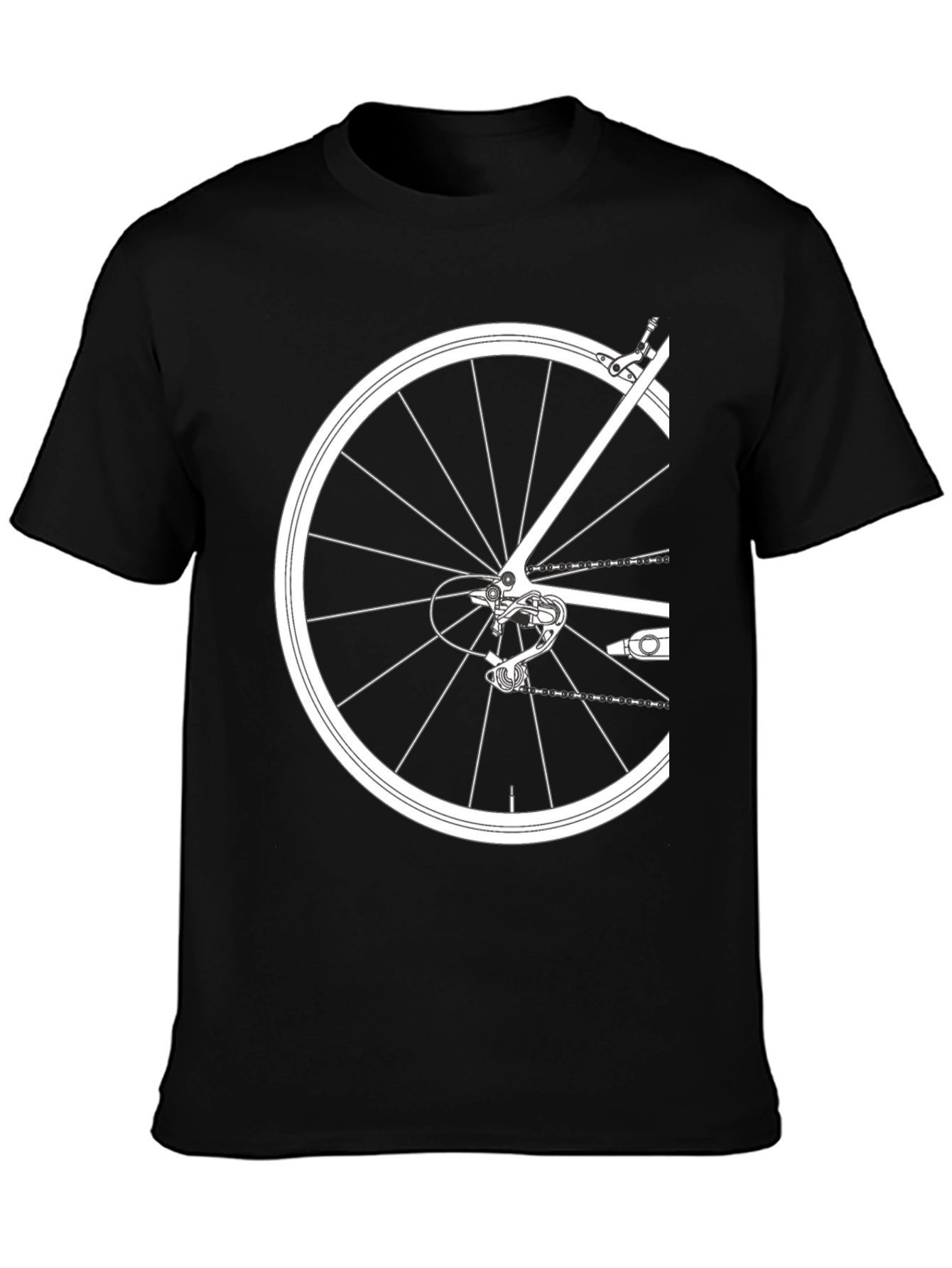 Black Bike Wheel Graphic Tee - Black Cotton T-Shirt view 3