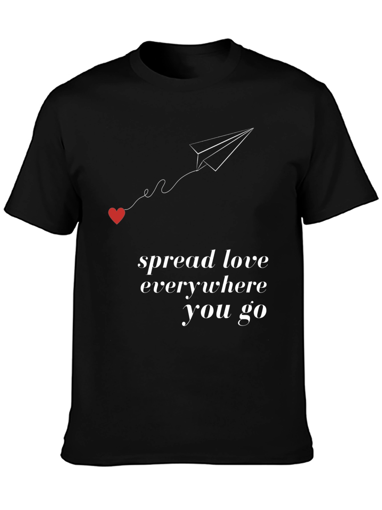 Black Spread Love Tee - Airplane Heart Graphic view 3